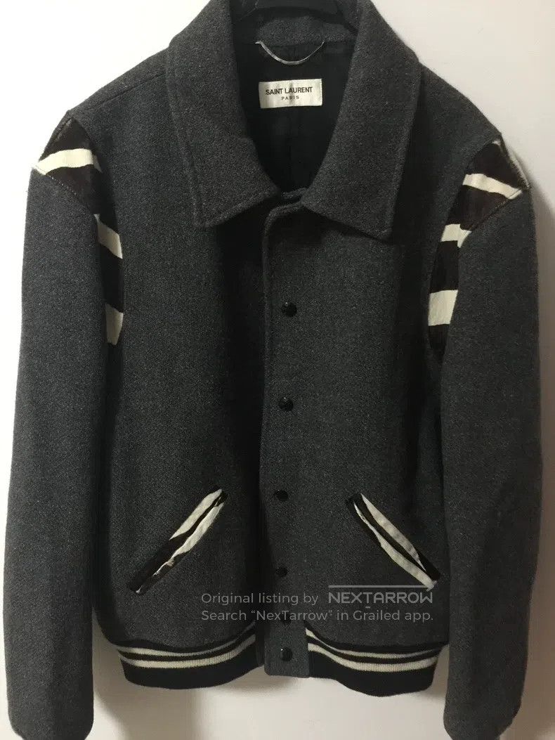 Saint Laurent Paris Saint Laurent Paris Grey Zebra Print Baseball Jacket Size US M / EU 48-50 / 2 - 1 Thumbnail