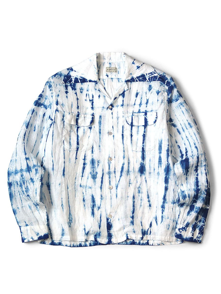 Kapital kapital French Linen Tokushima Dan Shibori Dyed Shirt Size US L / EU 52-54 / 3 - 1 Thumbnail