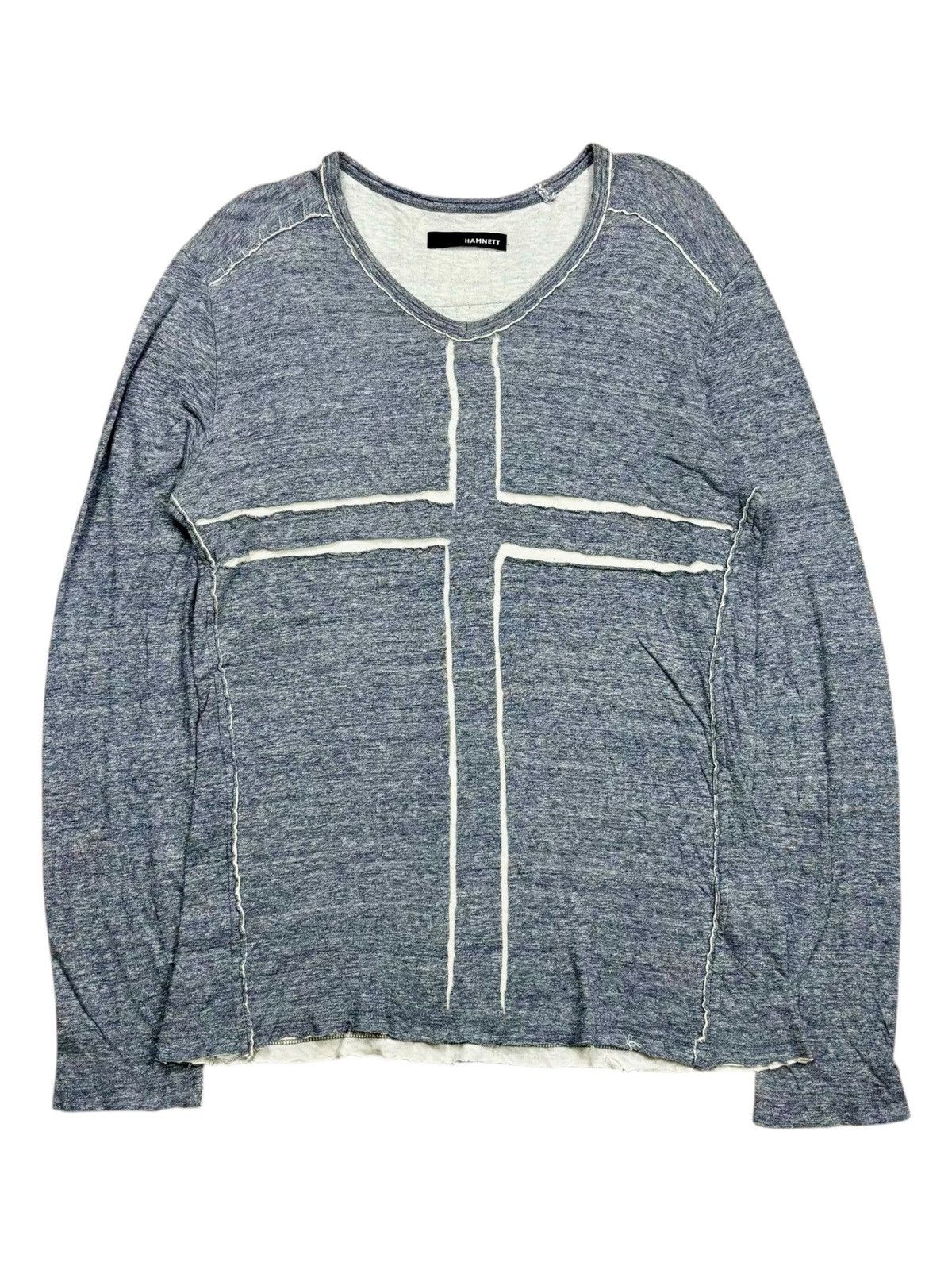 Katharine Hamnett London 2000s Katharine Hamnett - Cross Patchwork Vneck Longsleeve Size US M / EU 48-50 / 2 - 1 Thumbnail