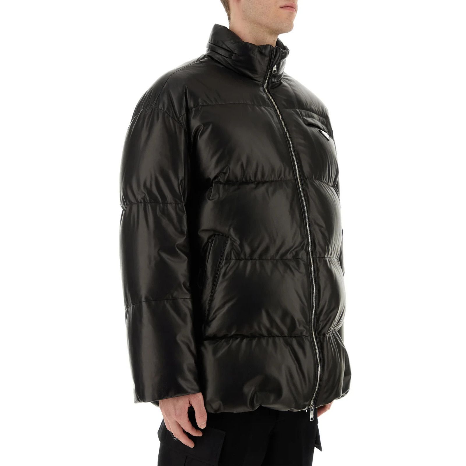 Prada PRADA Black Leather Down Jacket New & Authentic (Men's size: Size US L / EU 52-54 / 3 - 3 Thumbnail