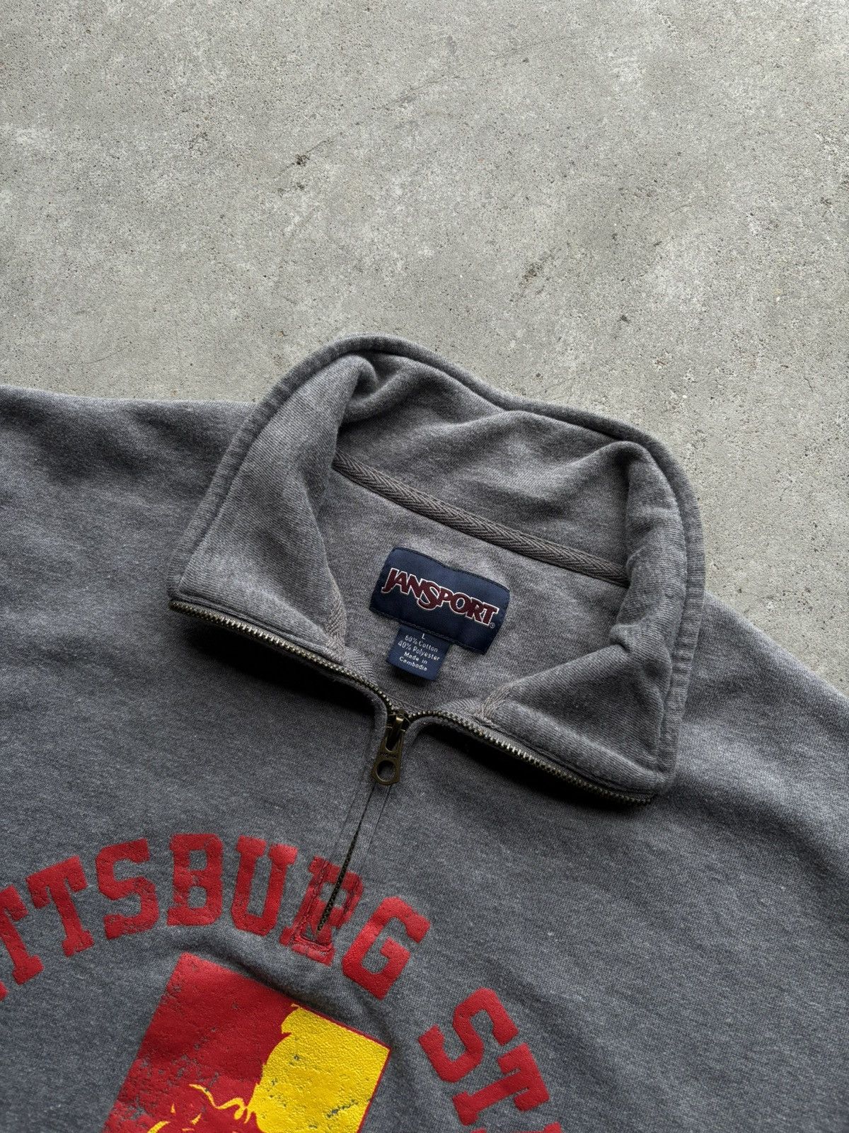 Jansport × Vintage vintage Y2K PITTSBURGH STATE Spellout 1/4 Zip-up pullover Size US L / EU 52-54 / 3 - 14 Thumbnail