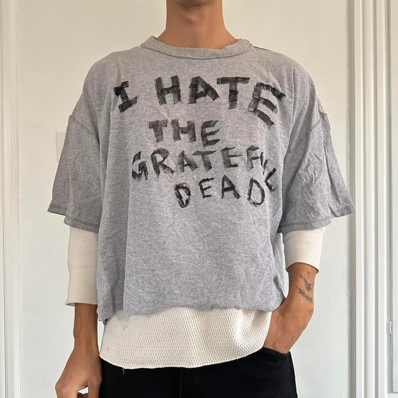 Other Vintage Cropped Biker I hate Grateful Dead Band Tee Shirt Size US L / EU 52-54 / 3 - 5 Thumbnail