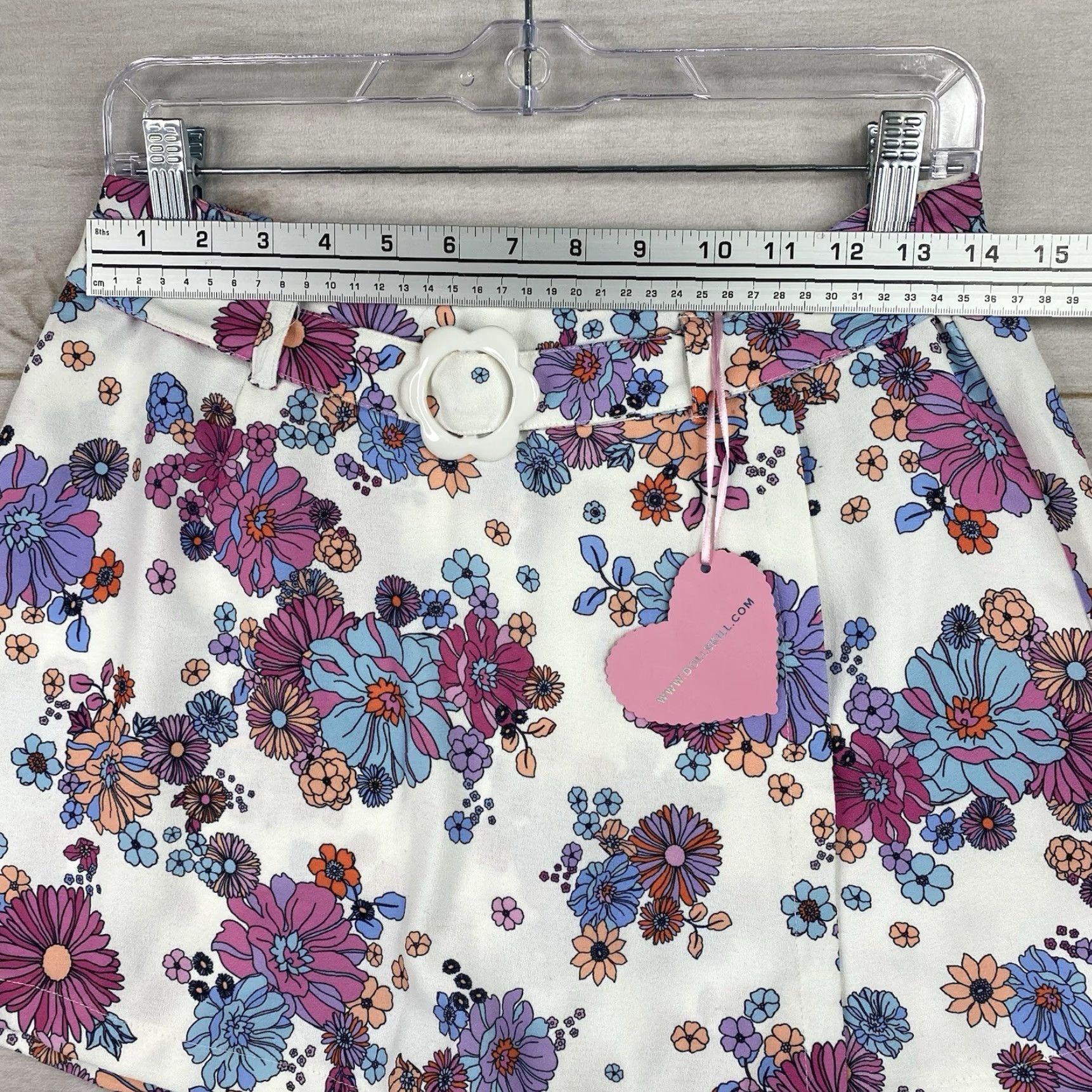 Dolls Kill Dolls Kill Sugar Thrillz Shorts w/Skirt Mini Belted 50's NWT Sz M Multicolor Floral Boho 80s 90s Shirt? Size 32" / US 10 / IT 46 - 6 Thumbnail