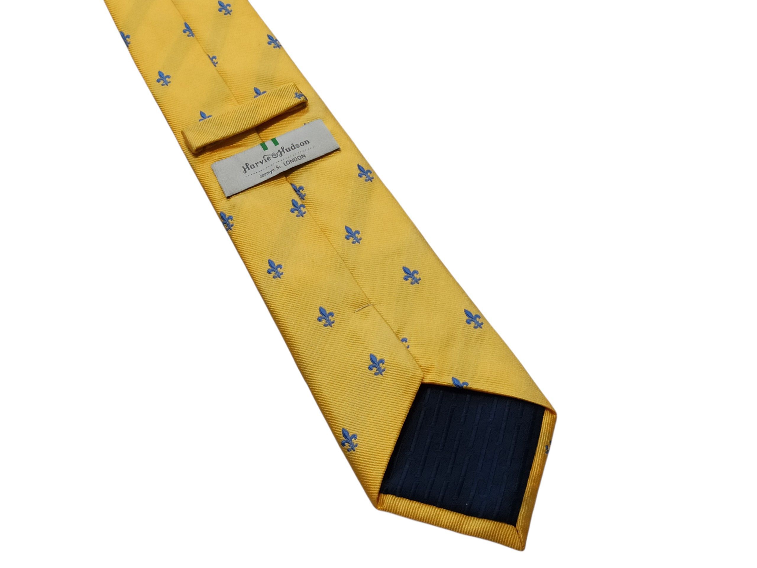 Other Harvie & Hudson London Silk Tie Fleur De Lis Yellow England Size ONE SIZE - 2 Thumbnail