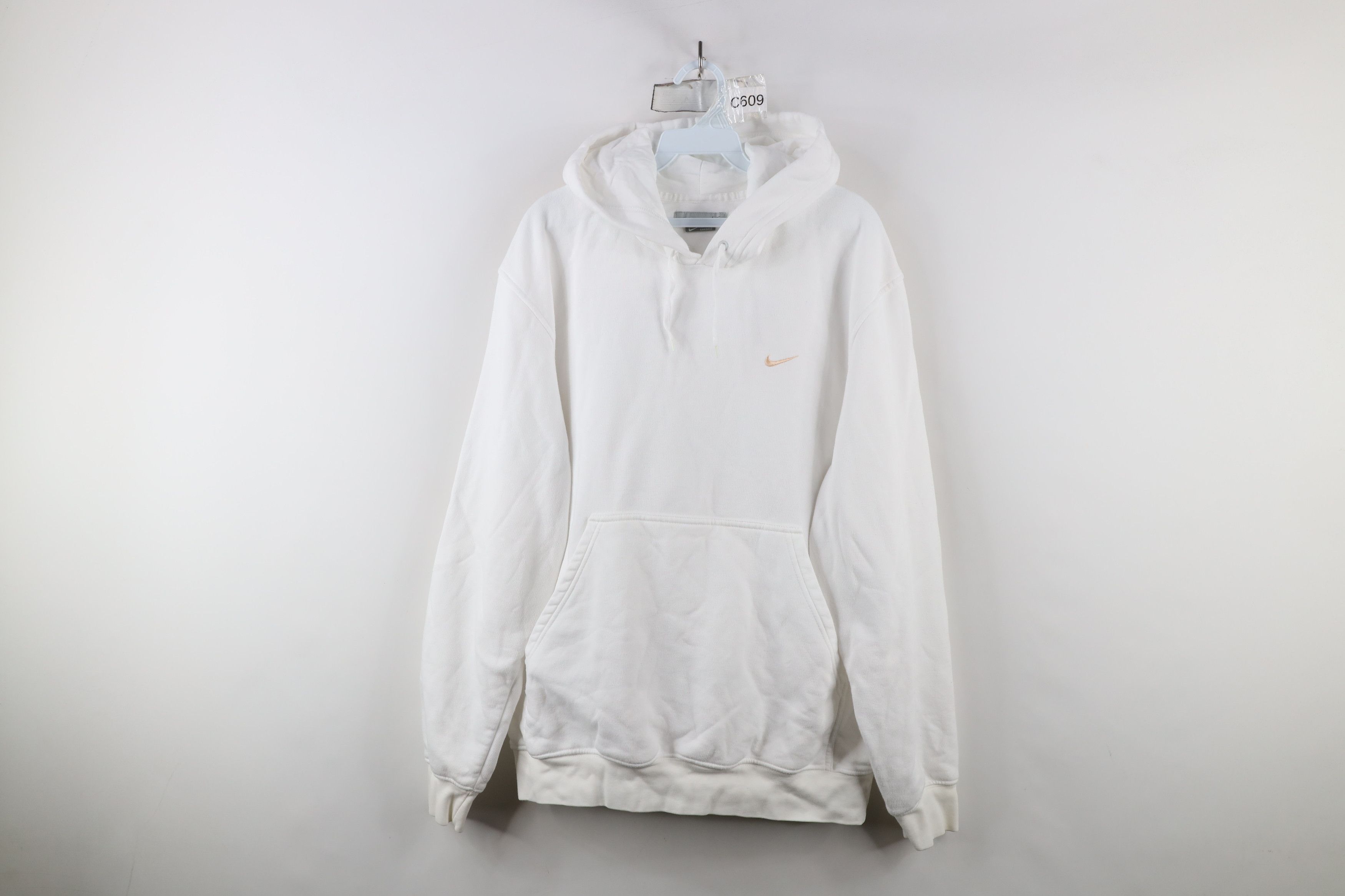 Nike × Vintage Vintage 90s Y2K Nike Mini Swoosh Hoodie Sweatshirt White Size US M / EU 48-50 / 2 - 1 Thumbnail