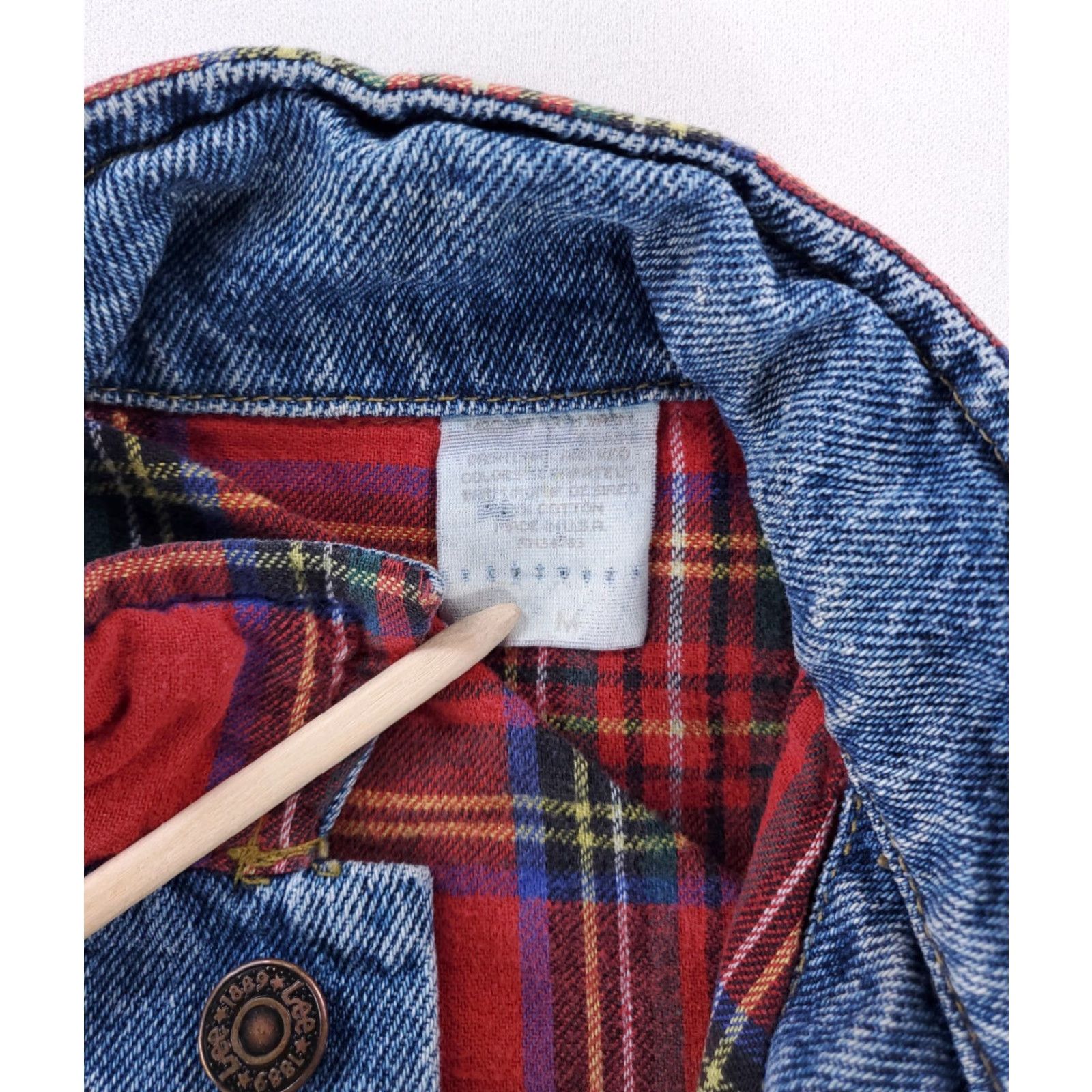 Lee VINTAGE Lee Vest Denim Blue 80s 90s Tartan Lined Womens M Made in USA Size M / US 6-8 / IT 42-44 - 3 Thumbnail