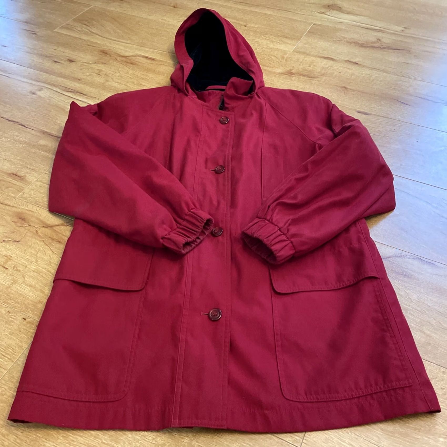 Vintage VTG Gallery Jacket Womens Small Deep Red Hooded Zip/Button up Liner Pockets Warm Jacket Size S / US 4 / IT 40 - 3 Thumbnail
