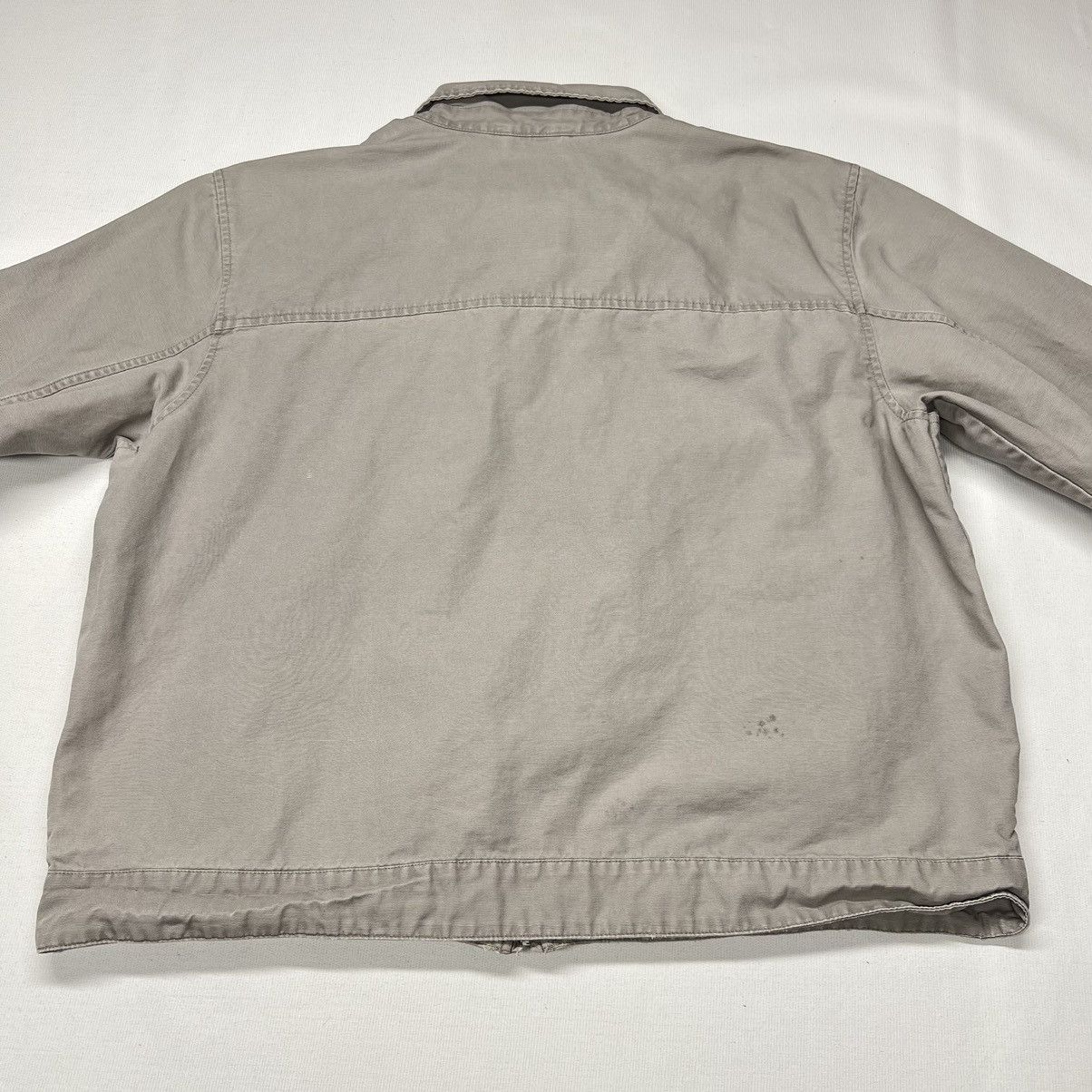 VTG LL Bean Jacket Beige Bomber Chore Canvas Full Zip