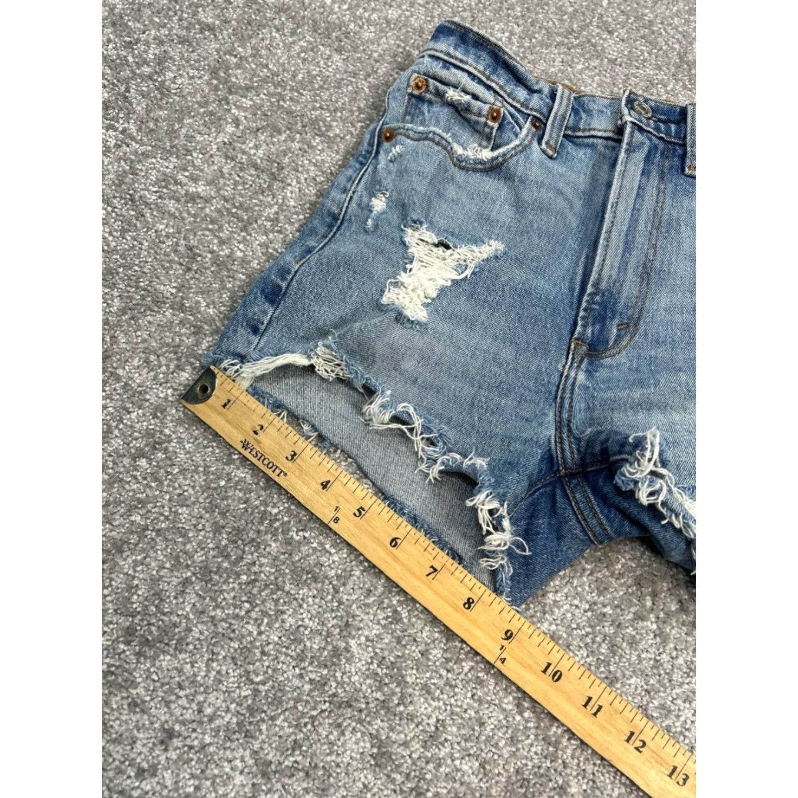 Abercrombie & Fitch Abercrombie & Fitch Shorts Womens 25 High Rise Mom Light Wash Denim Distressed Blue 90s Classic Denim Shorts Womens Size 25 Size 42" / US 20 - 3 Thumbnail
