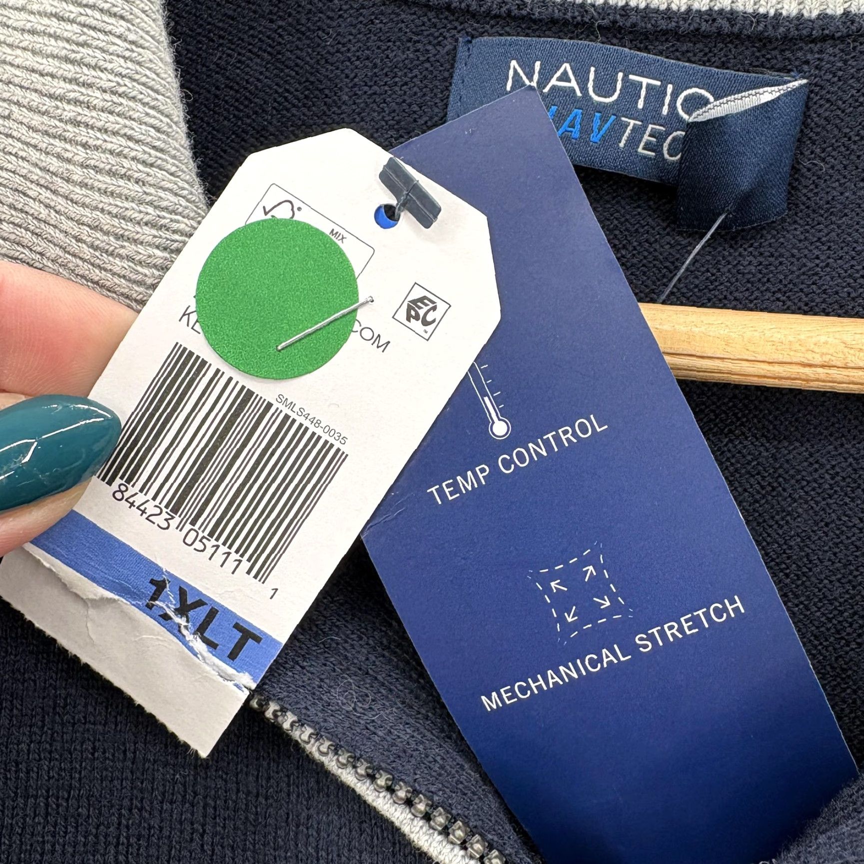 Nautica Nautica Navtech Sweater Mens XLT Navy Blue Cotton Blend 1/4 Zip Mock Neck NWT Size US XL / EU 56 / 4 - 5 Thumbnail