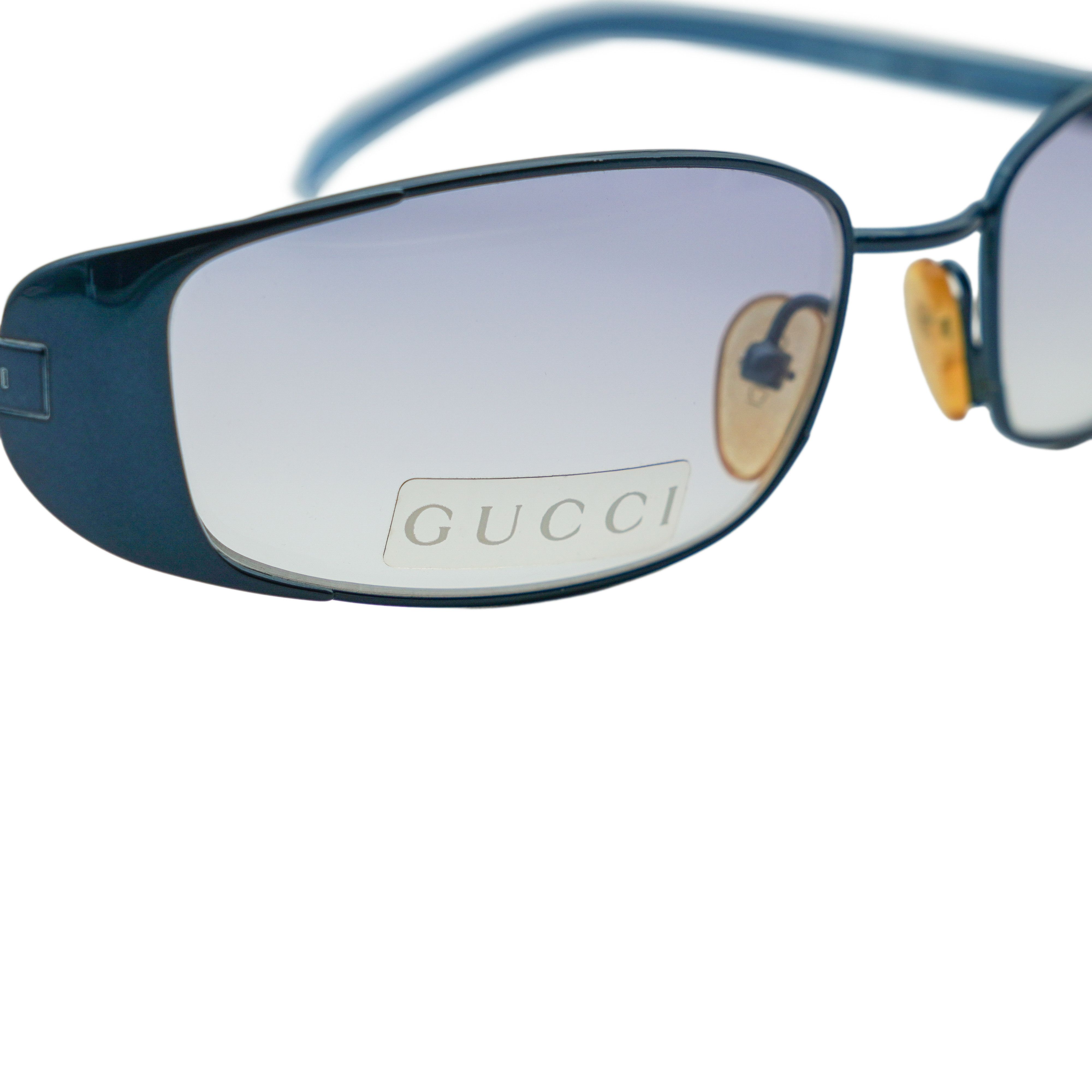 Gucci Vintage Gucci GG 2658 Blue Wrap Rectangular Logo Sunglasses Size ONE SIZE - 6 Thumbnail