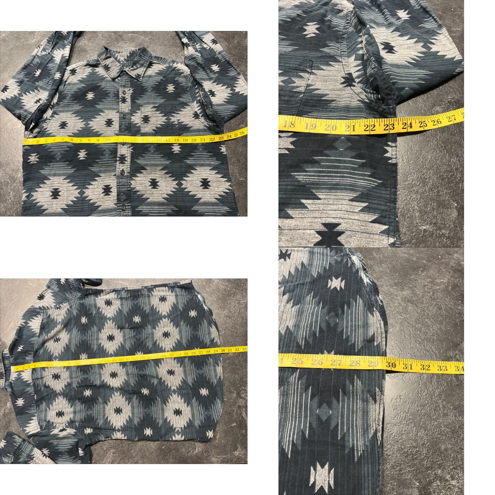 American Eagle Outfitters American Eagle Outfitters Shirt Mens L Long Sleeve Gray Blue Aztec Southwestern Geometric Button-Up Collared Pocket Western Casual Size US L / EU 52-54 / 3 - 8 Thumbnail