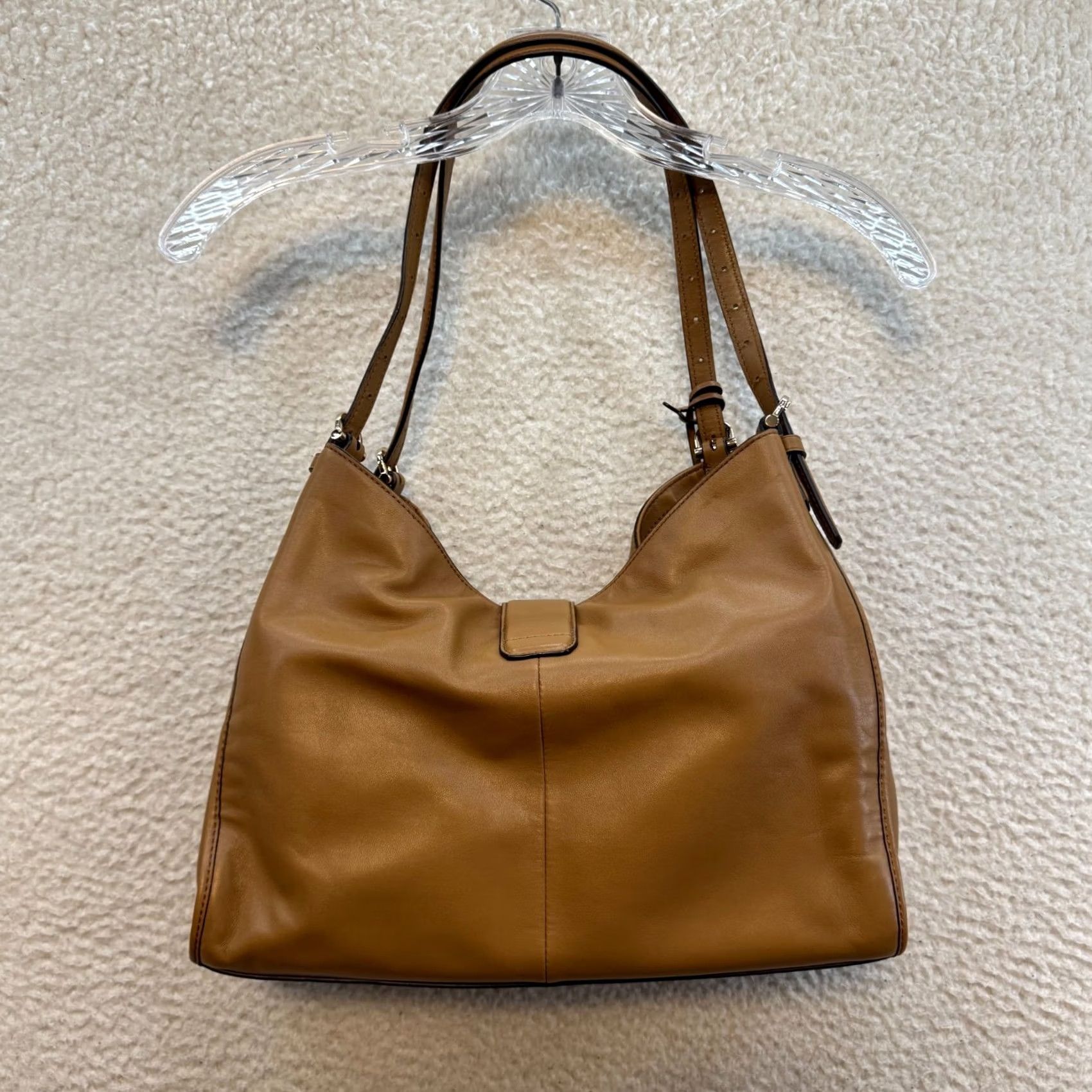 Coach Madison Carlyle Leather Shoulder Bag Hobo Purse Tan Brindle 