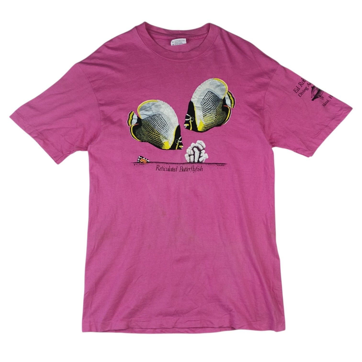 Hanes Vintage 80's HANES Reticulated Butterflyfish Hawaii T-Shirt Size US M / EU 48-50 / 2 - 2 Thumbnail