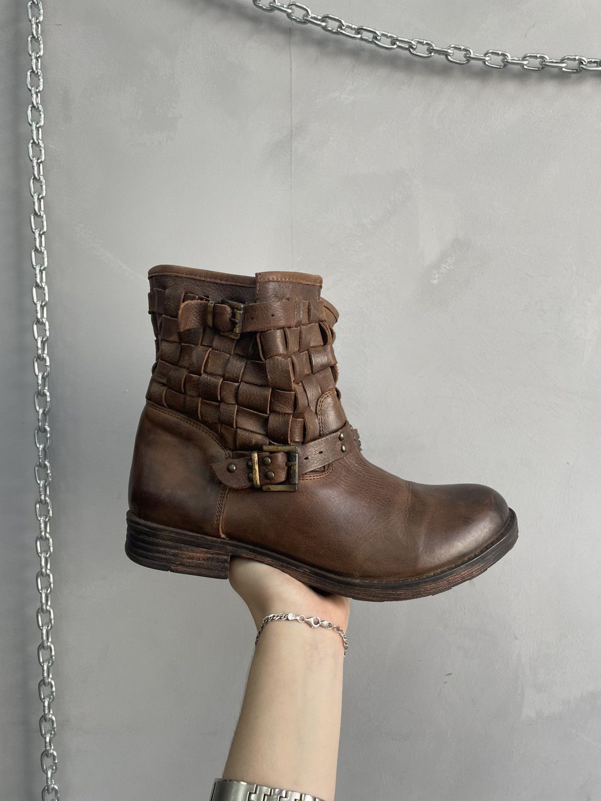 A.S.98 Ankle moto avant garde leather boots 90s A.S. 98 style Size US 8 / EU 41 - 2 Thumbnail