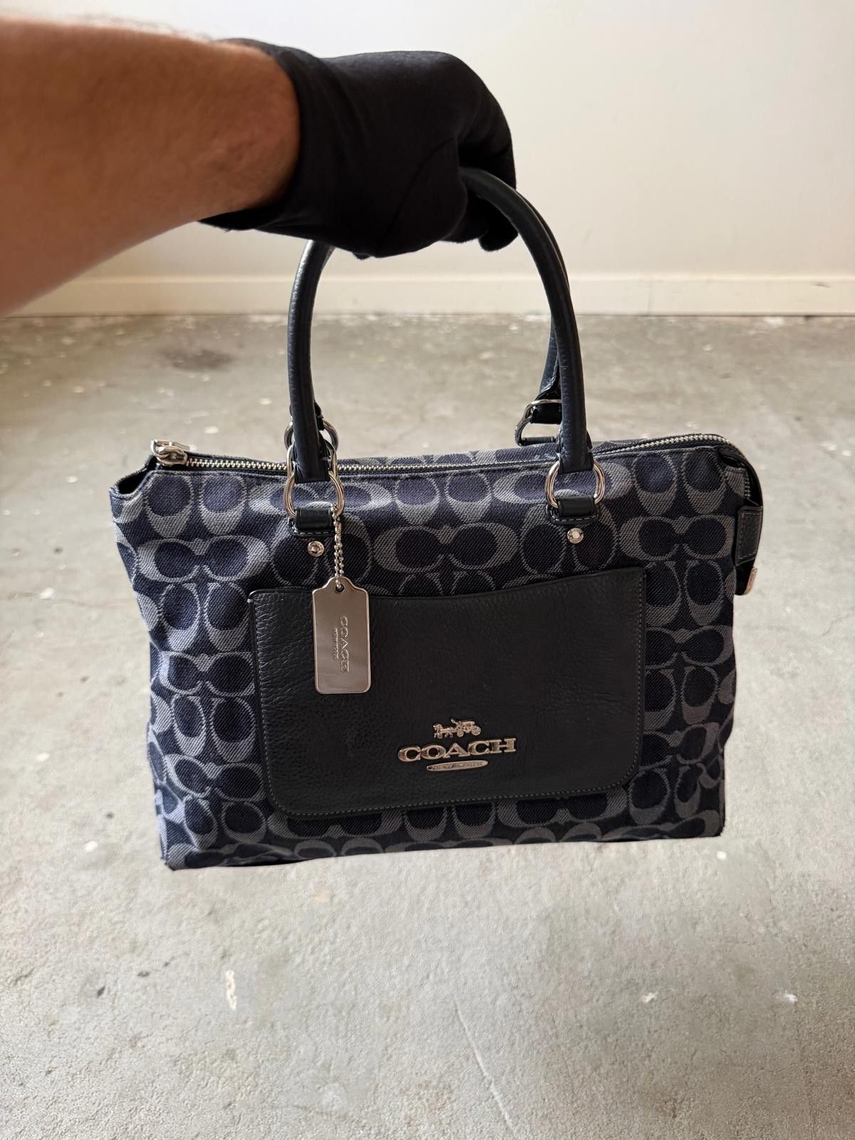 Coach Coach Signature Emma Denim Shoulder Bag Navy Size ONE SIZE - 5 Thumbnail