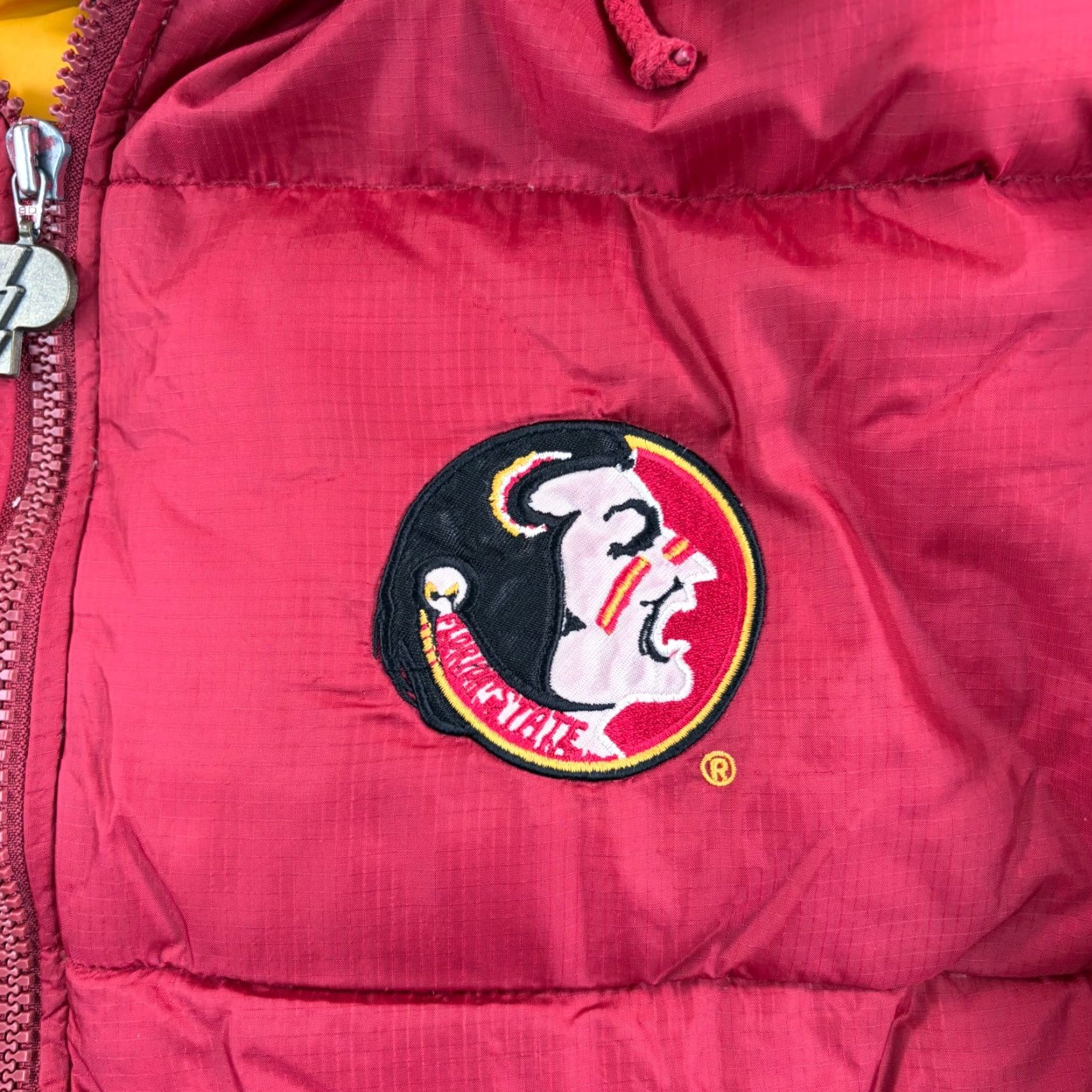 Pro Player VINTAGE Florida St Seminoles Pro Player Puffer Jacket Men Large Garnet Logo Hooded Full Zip Size US L / EU 52-54 / 3 - 4 Thumbnail
