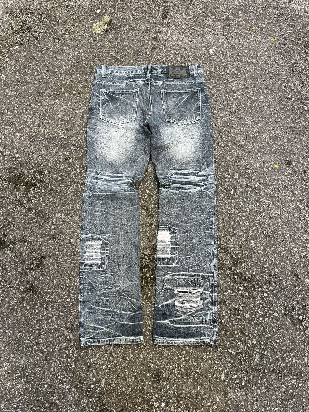 Japanese Brand Low Box Distressed Boro Acid Wash Slim Straight Jeans Punk Size US 32 / EU 48 - 10 Thumbnail