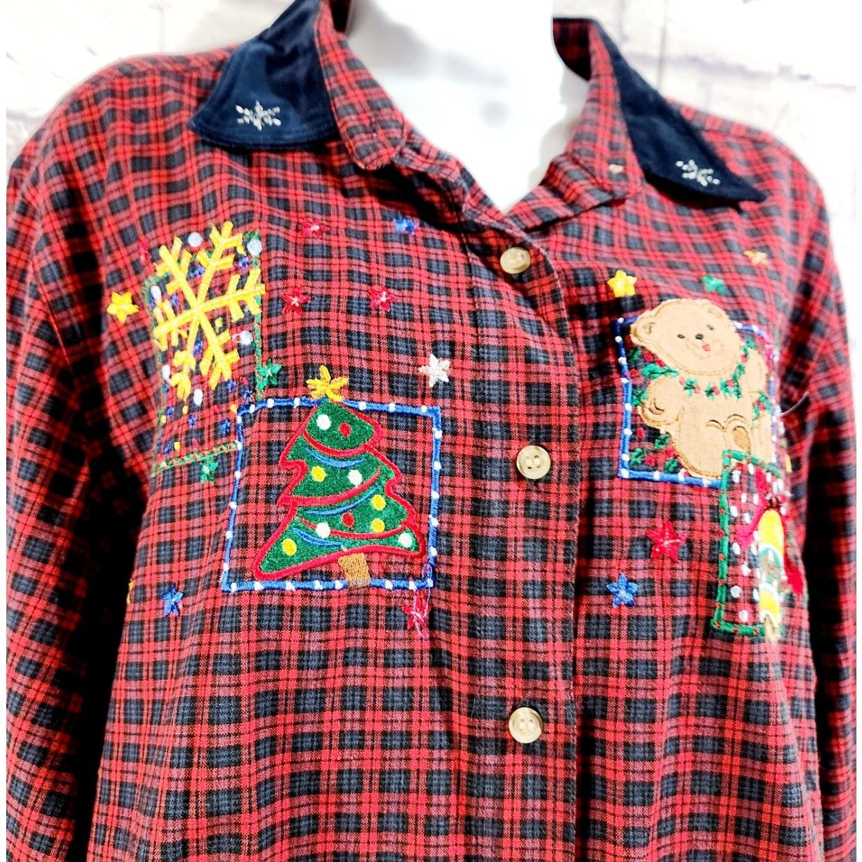 Other VTG Bobbie Brooks Embroidered Christmas Scene Button Top L Size L / US 10 / IT 46 - 2 Thumbnail