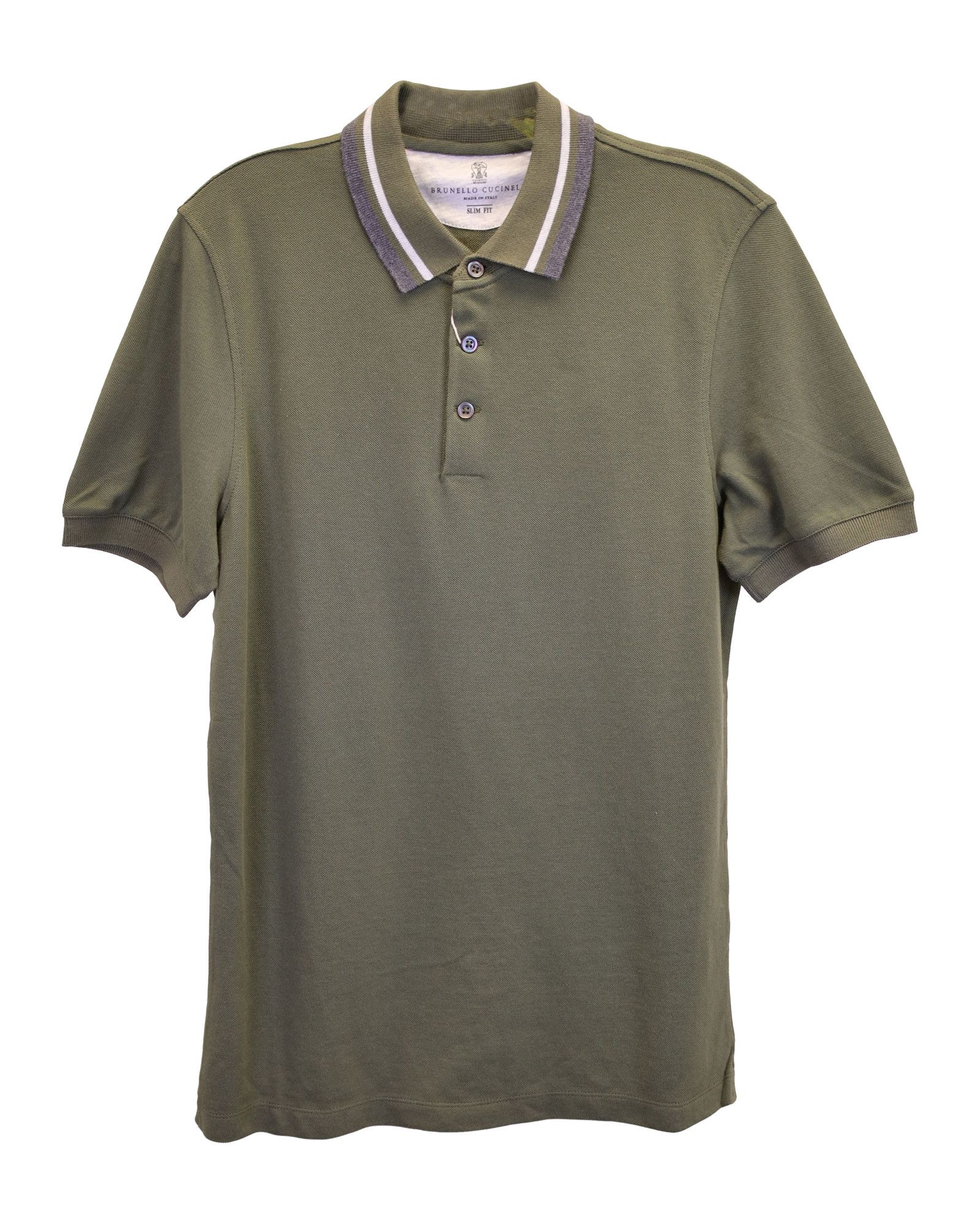 Brunello Cucinelli Brunello Cucinelli Polo Shirt in Army Green Cotton Pique Size US XS / EU 42 / 0 - 1 Thumbnail