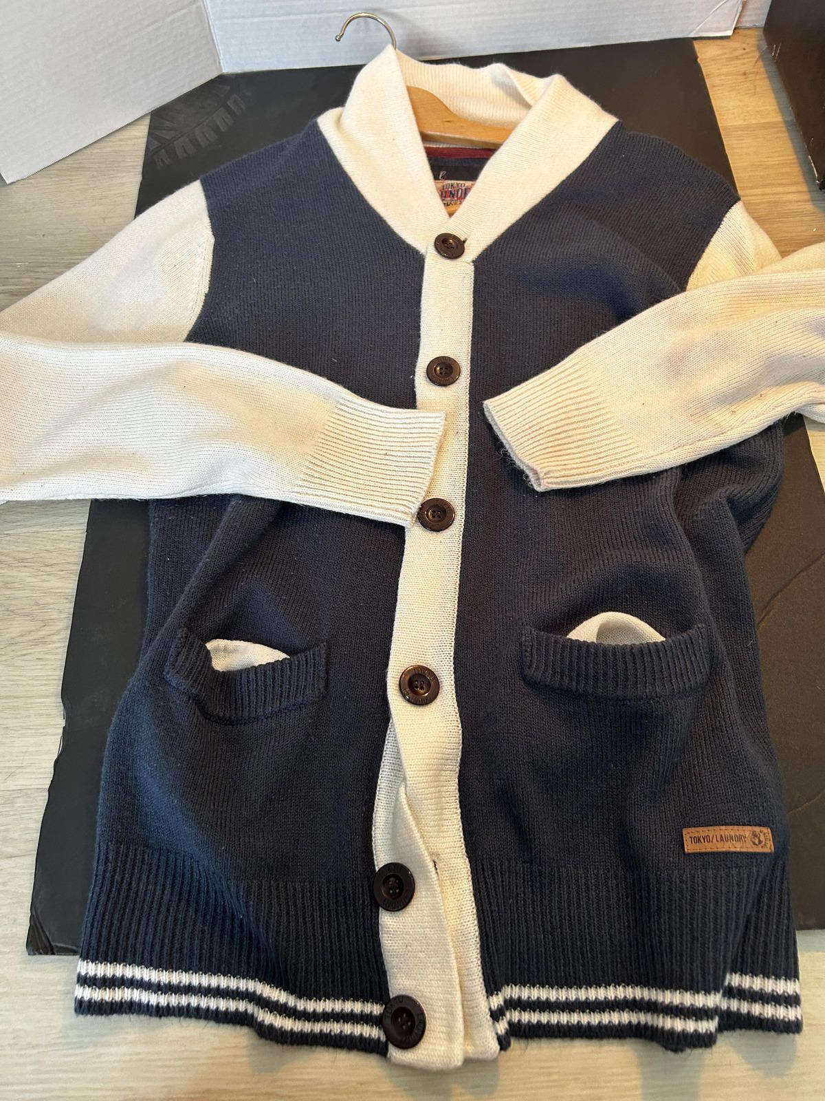 Other Tokyo Laundry Varsity Knit Cardigan Navy Cream Men’s Size XL Size US XL / EU 56 / 4 - 1 Thumbnail