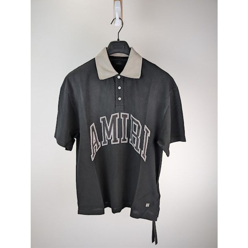 Amiri o1rshd1 Vintage Oversized Short-Sleeved Polo Shirt in Black Size US L / EU 52-54 / 3 - 2 Thumbnail