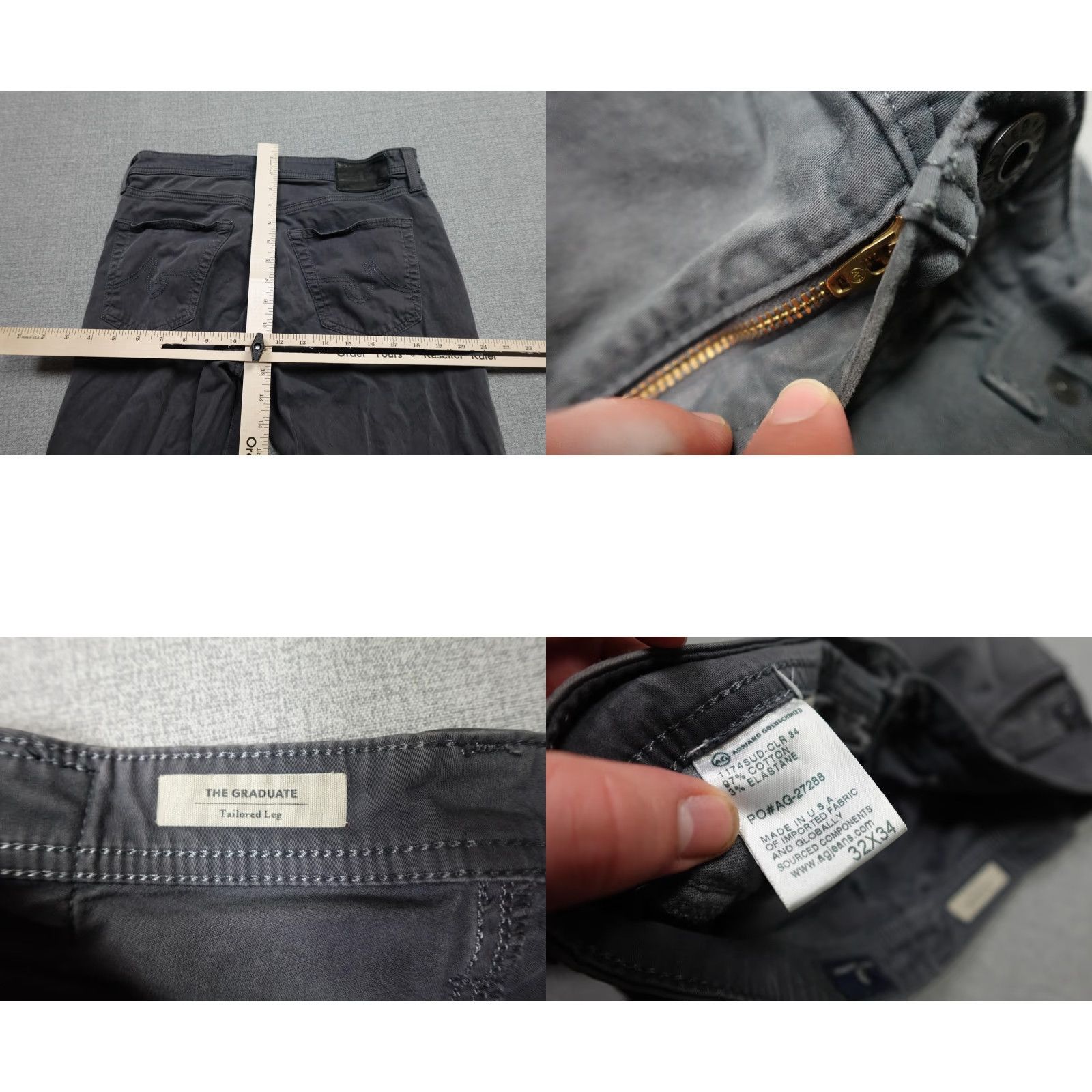 Vintage AG Adriano Goldschmied The Graduate Pants Mens 32x29 Gray Tailored Leg Made USA Size US 32 / EU 48 - 8 Thumbnail