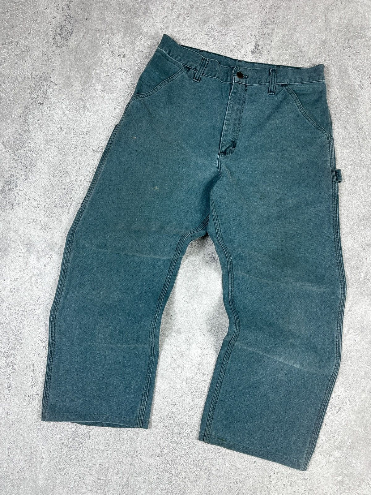 Carhartt Vintage Carhartt faded Hunter Green carpenter pants B24 HTG Size US 33 - 2 Thumbnail