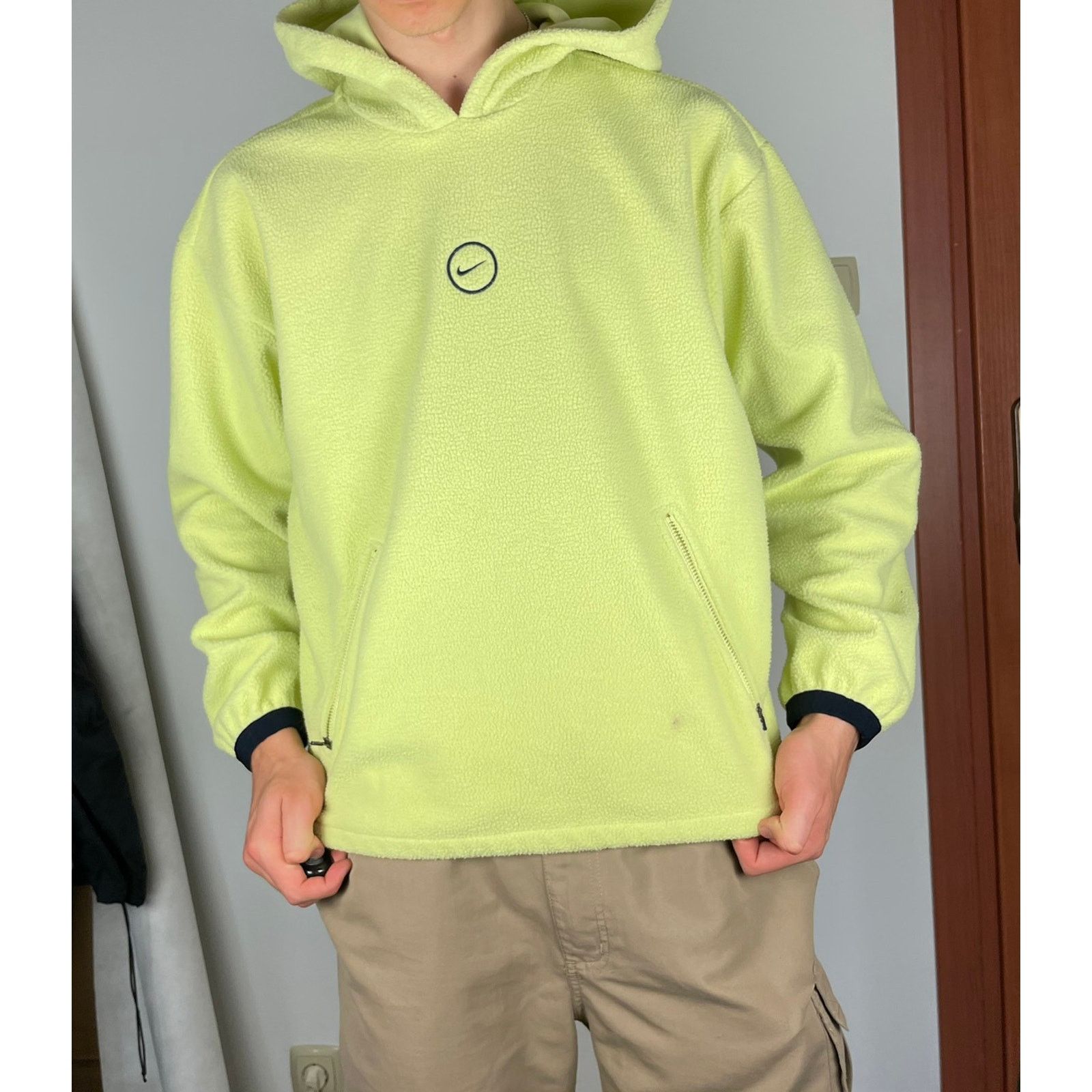 Nike × Vintage Nike Vintage Sherpa Central Swoosh hoodie Size US S / EU 44-46 / 1 - 3 Thumbnail