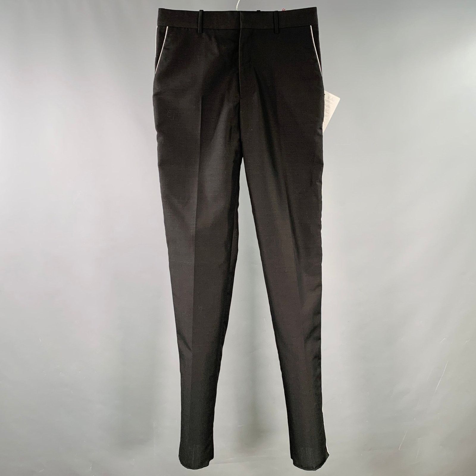 Alexander McQueen ALEXANDER MCQUEEN Black Silver Contrast Trim Wool Mohair Size US 28 / EU 44 - 1 Thumbnail