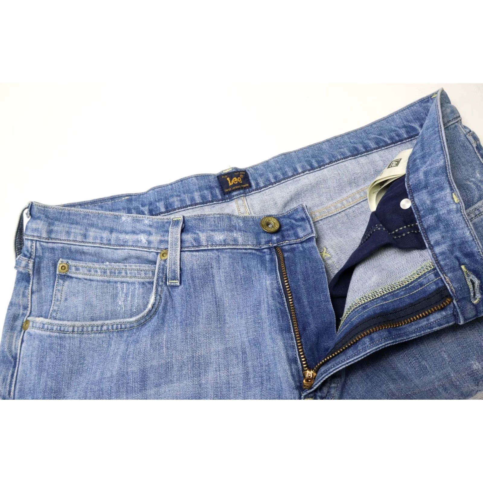 Lee LEE Arvin Jeans Slim Blue Men W33/L32 Distressed Whiskers Fade Effect Slim Fit Size US 33 - 4 Thumbnail