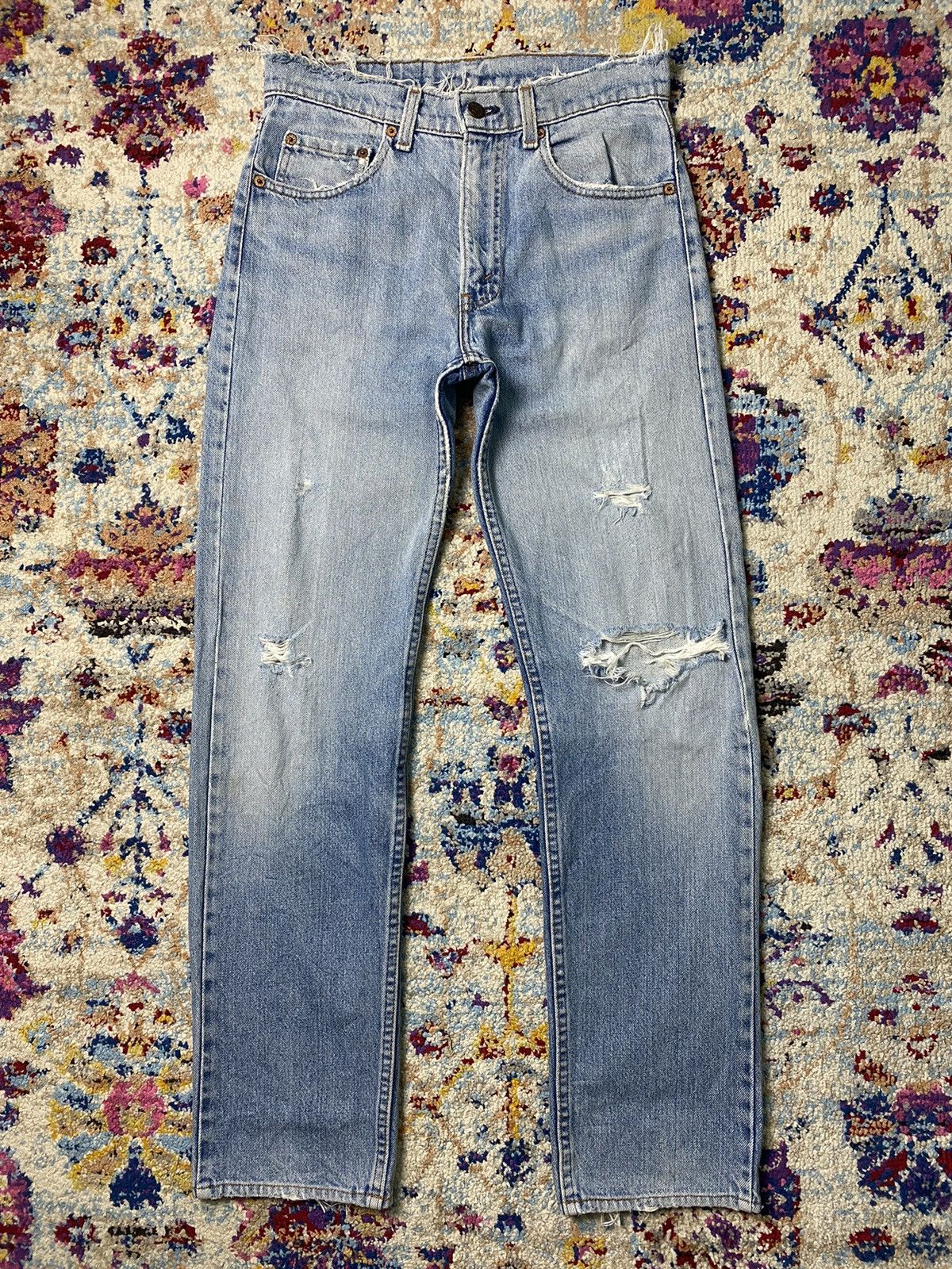 Levi's × Vintage 1980s Levis 505 Slim Straight Zipper Style Washed Blue Jeans Size US 30 / EU 46 - 1 Thumbnail