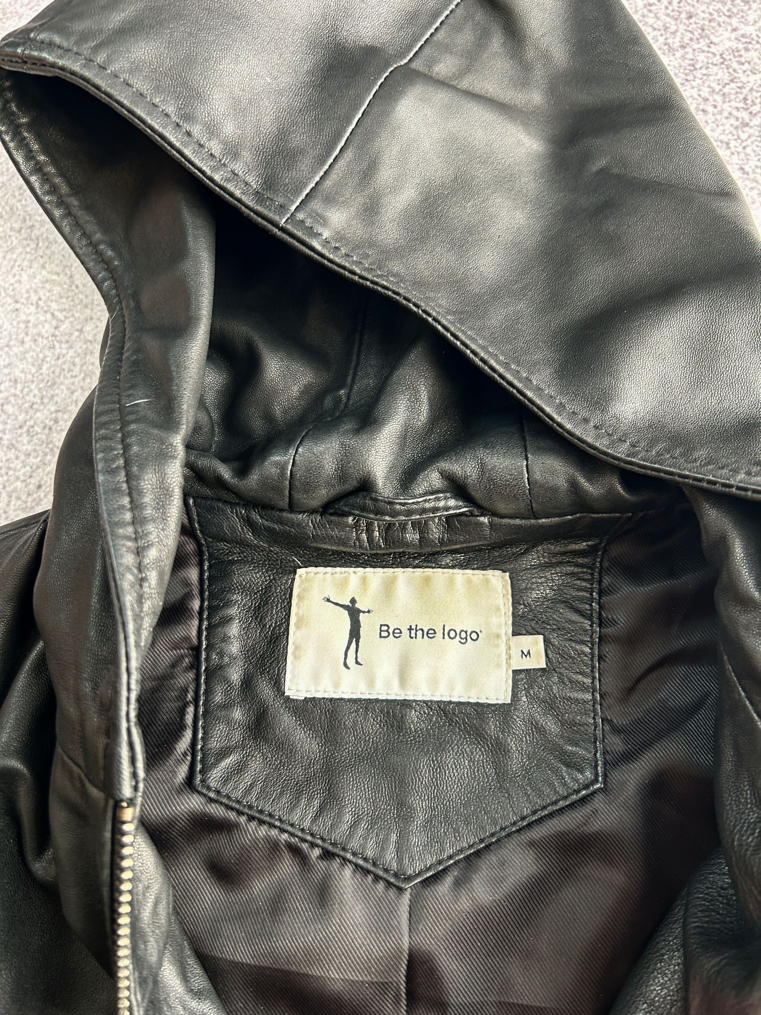 Vintage Leather Hooded Jacket Cropped Minimalist Black Y2K Size US XS / EU 42 / 0 - 8 Thumbnail