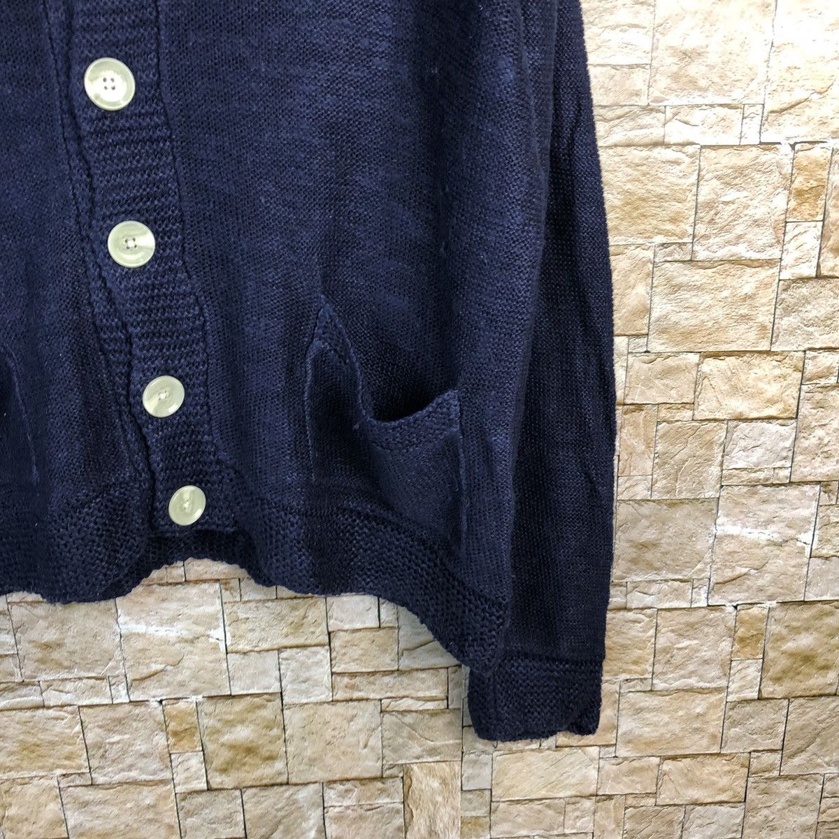 Japanese Brand Ikka Dark Blue Cardigan Knitwear #A1214 Size US L / EU 52-54 / 3 - 8 Thumbnail