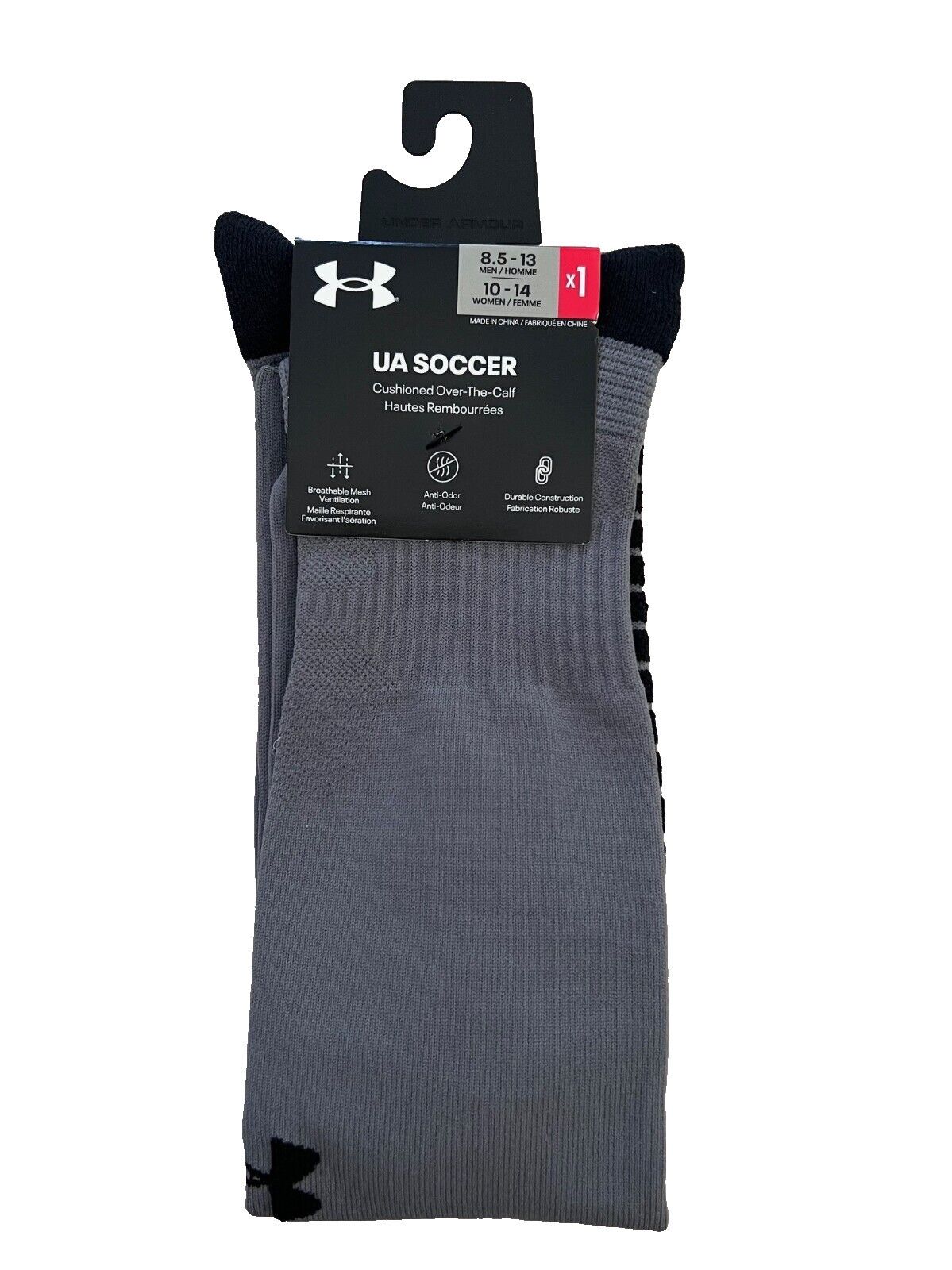 Under Armour Under Armour Over the Calf Soccer Socks Graphite ( 8.5-13 ) Size ONE SIZE - 1 Thumbnail