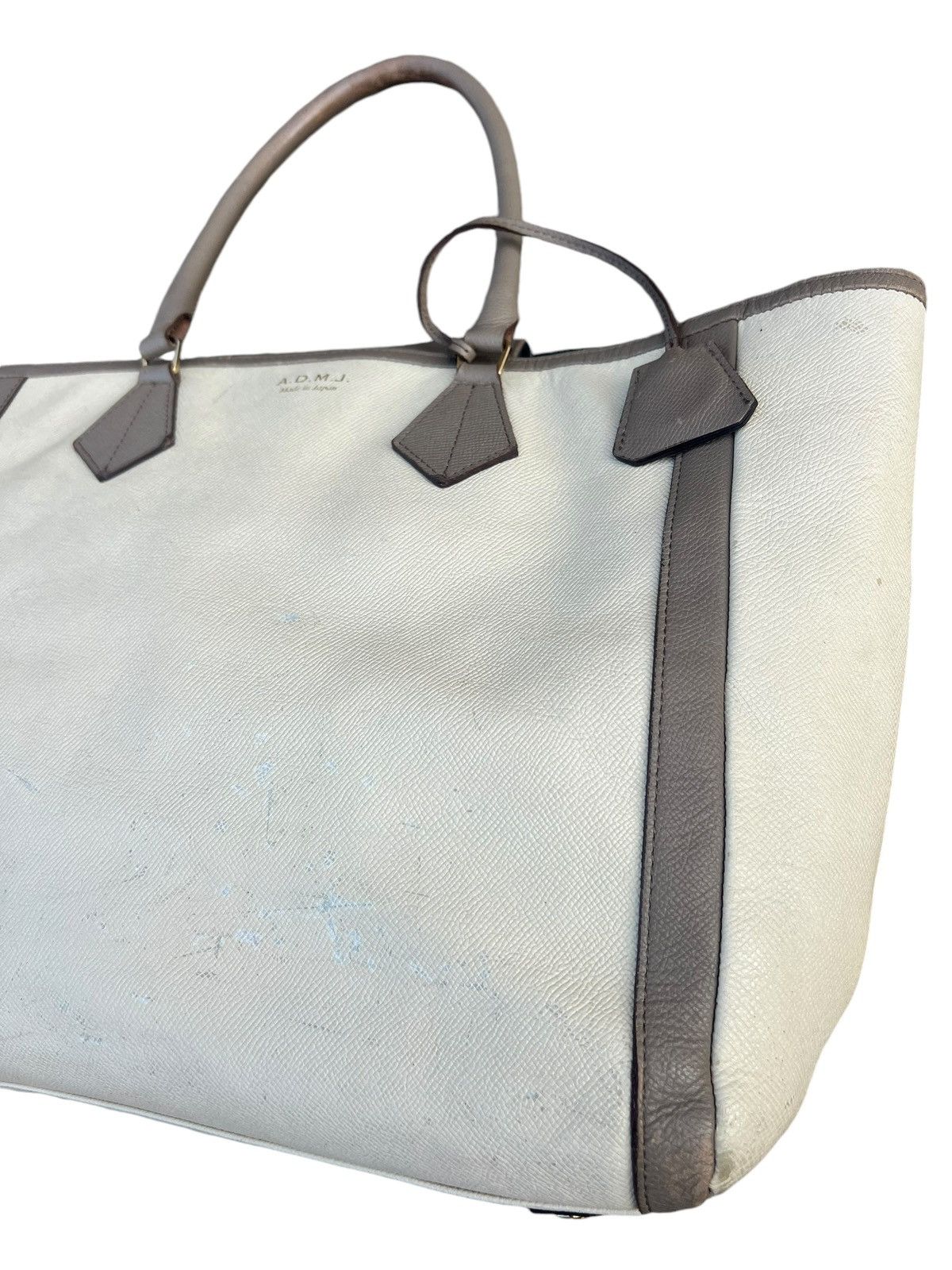 Japanese Brand A.D.M.J. Japan Distressed Scratches Patina Leather Tote Bag Size ONE SIZE - 6 Thumbnail