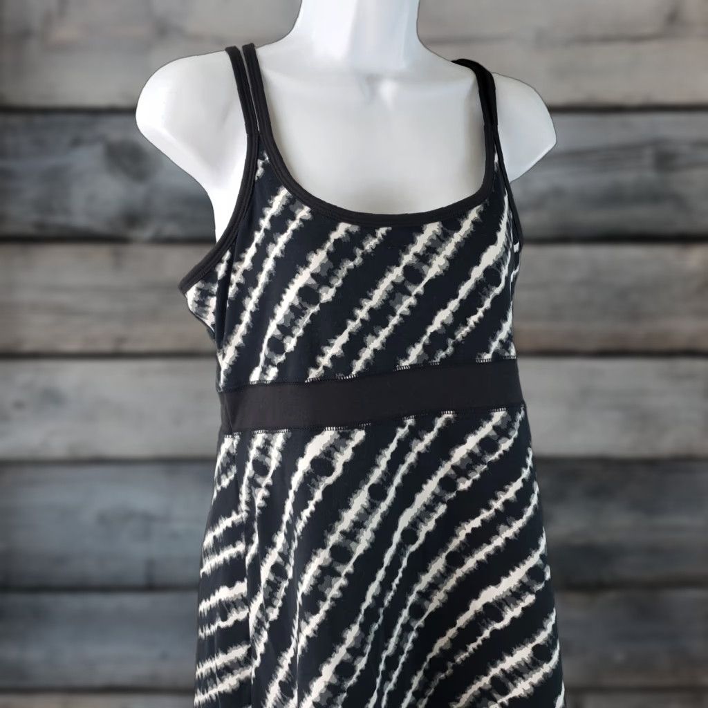Vintage Soybu Womens Athletic Dress Sz Large Black Gray Stripes Shelf Bra Size L / US 10 / IT 46 - 1 Thumbnail