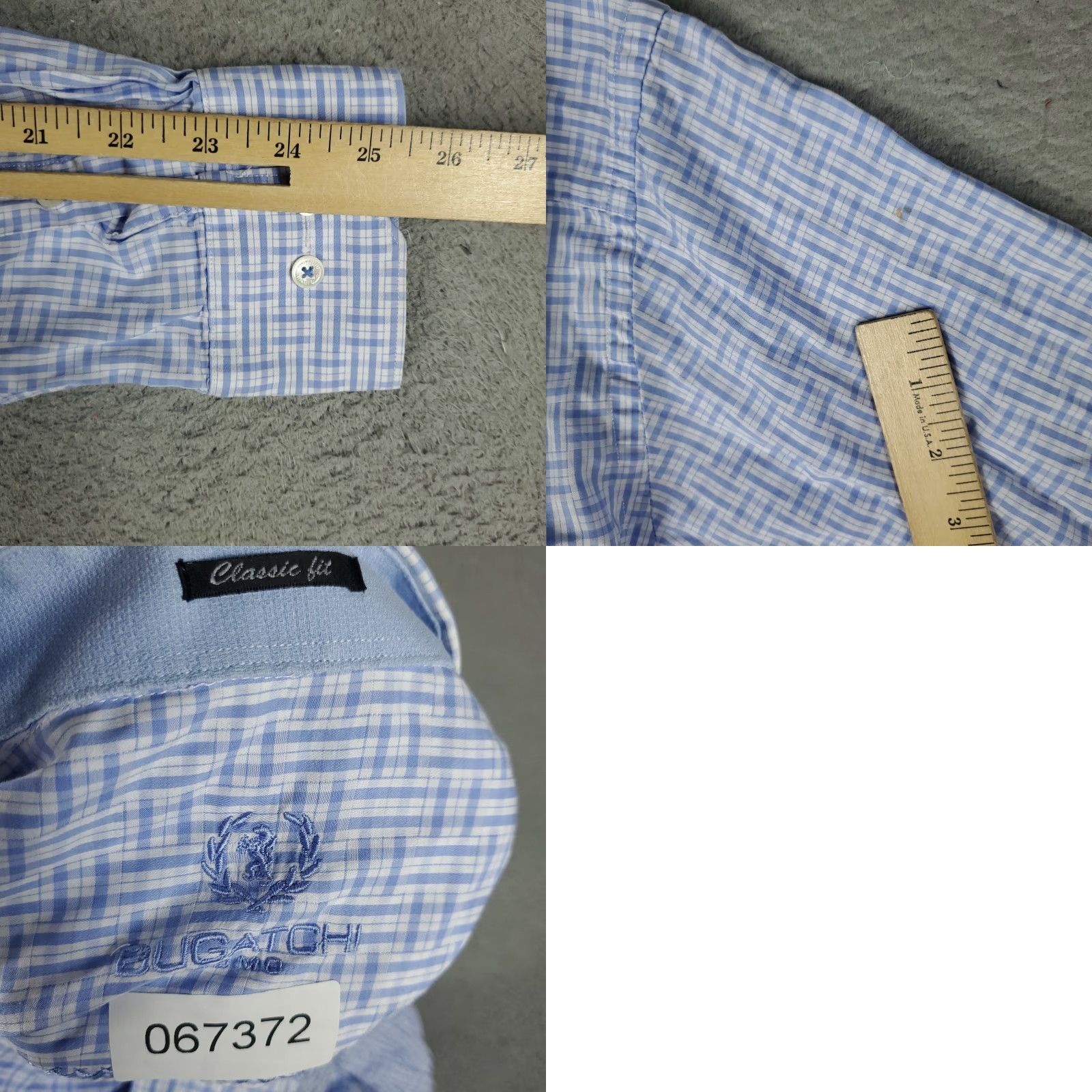 BUGATCHI Bugatchi Mens XL Blue Plaid Button-Up Shirt Long Sleeve Collared Size US XL / EU 56 / 4 - 8 Thumbnail
