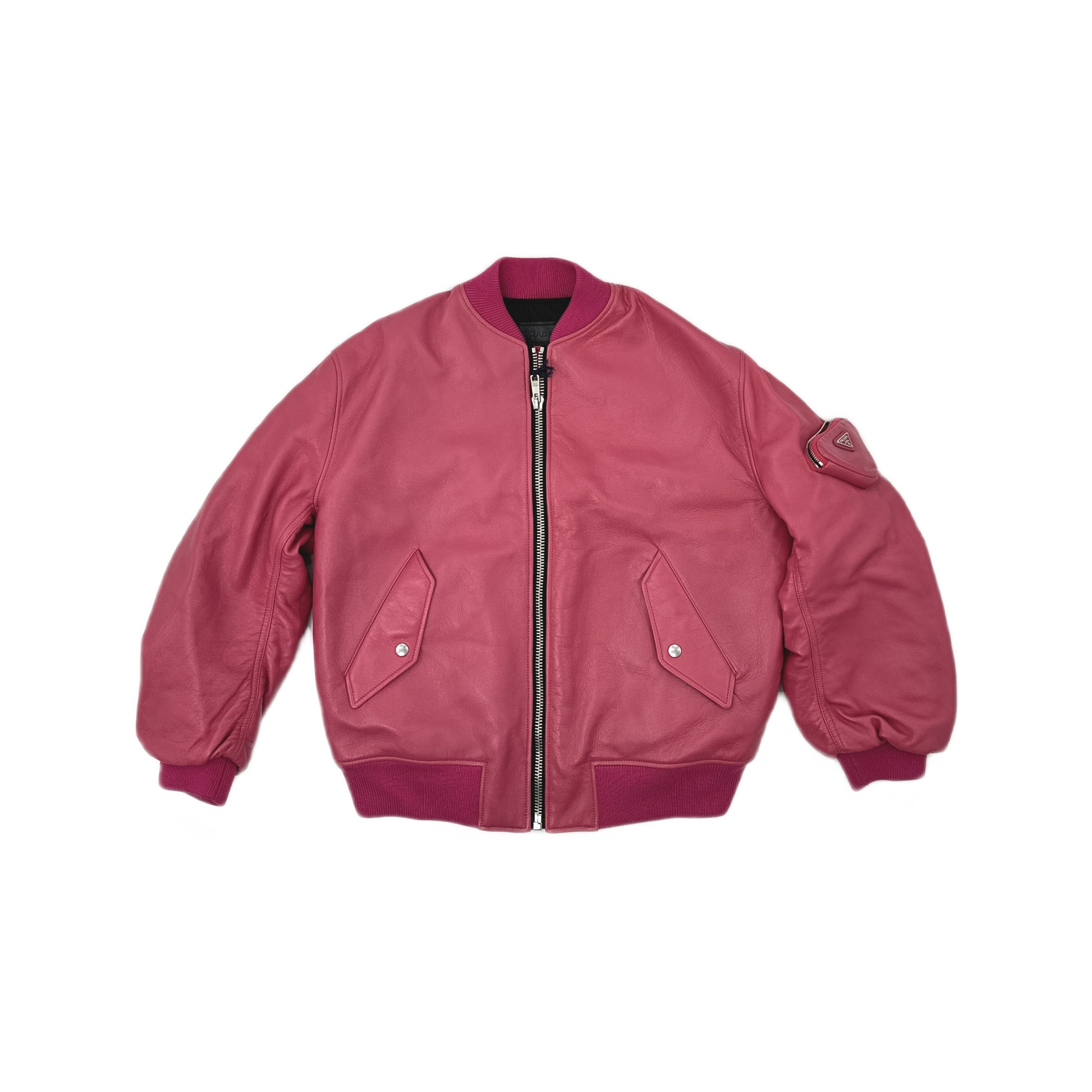 Prada Prada Pink Nappa Leather Bomber Jacket Size 36 Size XS / US 0-2 / IT 36-38 - 1 Thumbnail