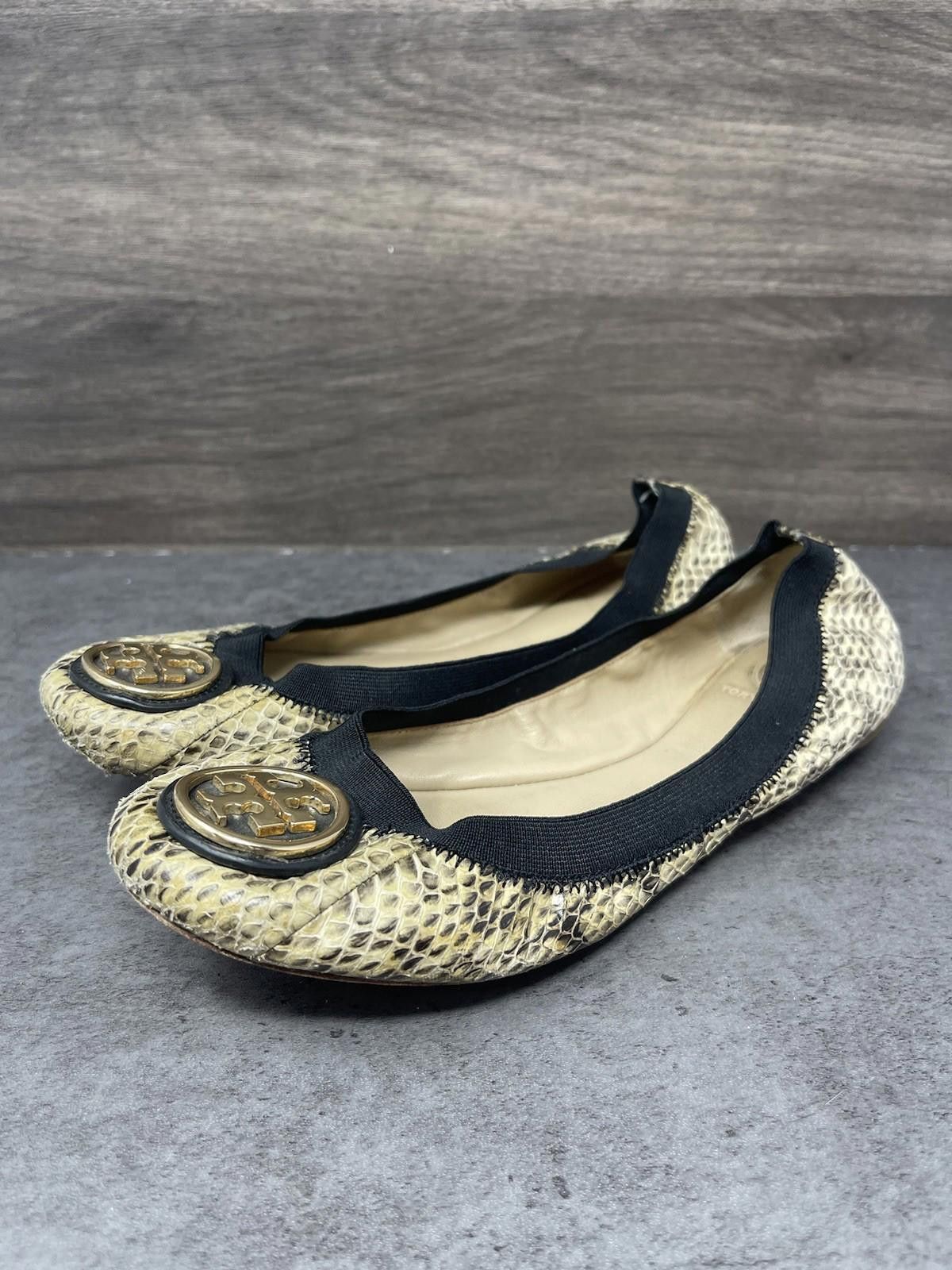 Tory Burch Shoes Womens Size 8 Caroline Snake Print Flats