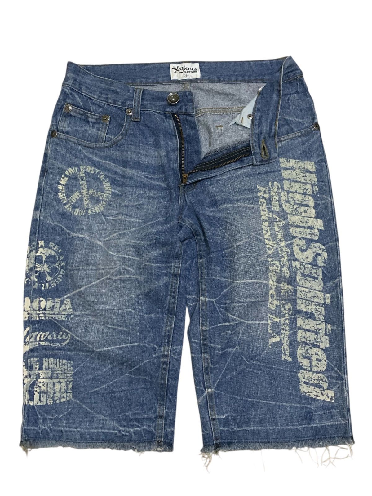 Japanese Brand 🐍 Y2k Nylaus Jorts Punk Style Ifsixwasnine Size US 30 / EU 46 - 2 Thumbnail