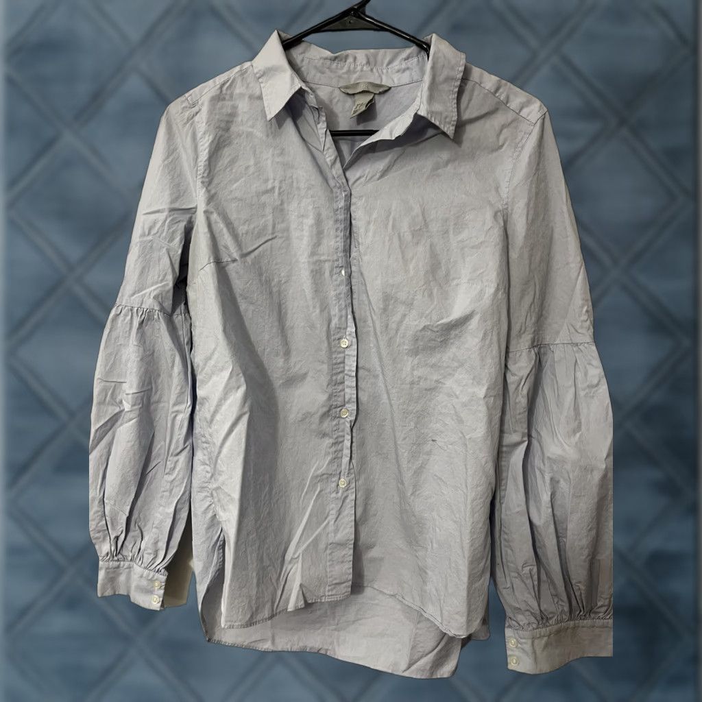 H&M H&M Womens Blue Solid Long Sleeve Button-Down Shirt Size 10 Size L / US 10 / IT 46 - 1 Thumbnail