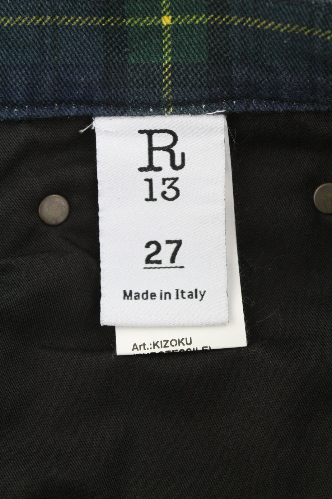 R13 LISA BAGGY 27 Tartan Wide Faded Jeans 88530 Size 27" / US 4 / IT 40 - 8 Thumbnail