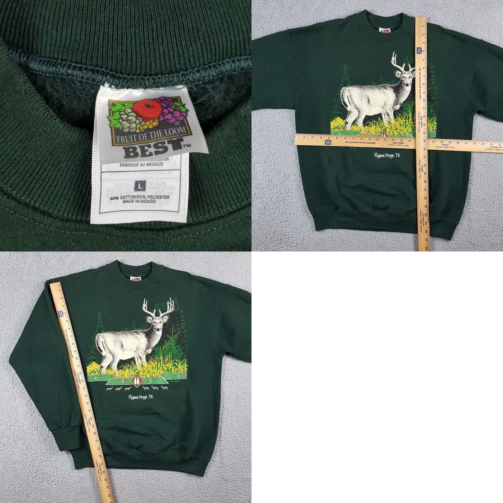 Fruit Of The Loom VINTAGE Pigeon Forge Deer Nature Hunting Sweatshirt L Pullover Crewneck Nike Size US L / EU 52-54 / 3 - 8 Thumbnail