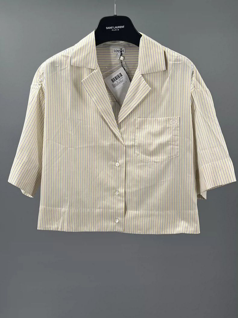 Loewe LOEWE Yellow cotton striped embroidered collar short sleev Size XXS / US 00 / IT 34 - 1 Thumbnail