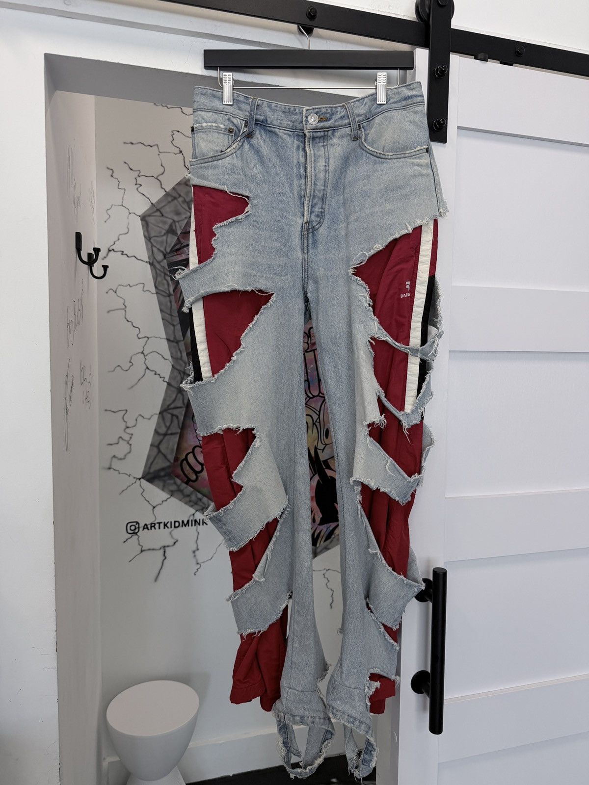 Balenciaga Balenciaga Slashed Sporty B Track Hybrid Denim jeans Size US 34 / EU 50 - 1 Thumbnail
