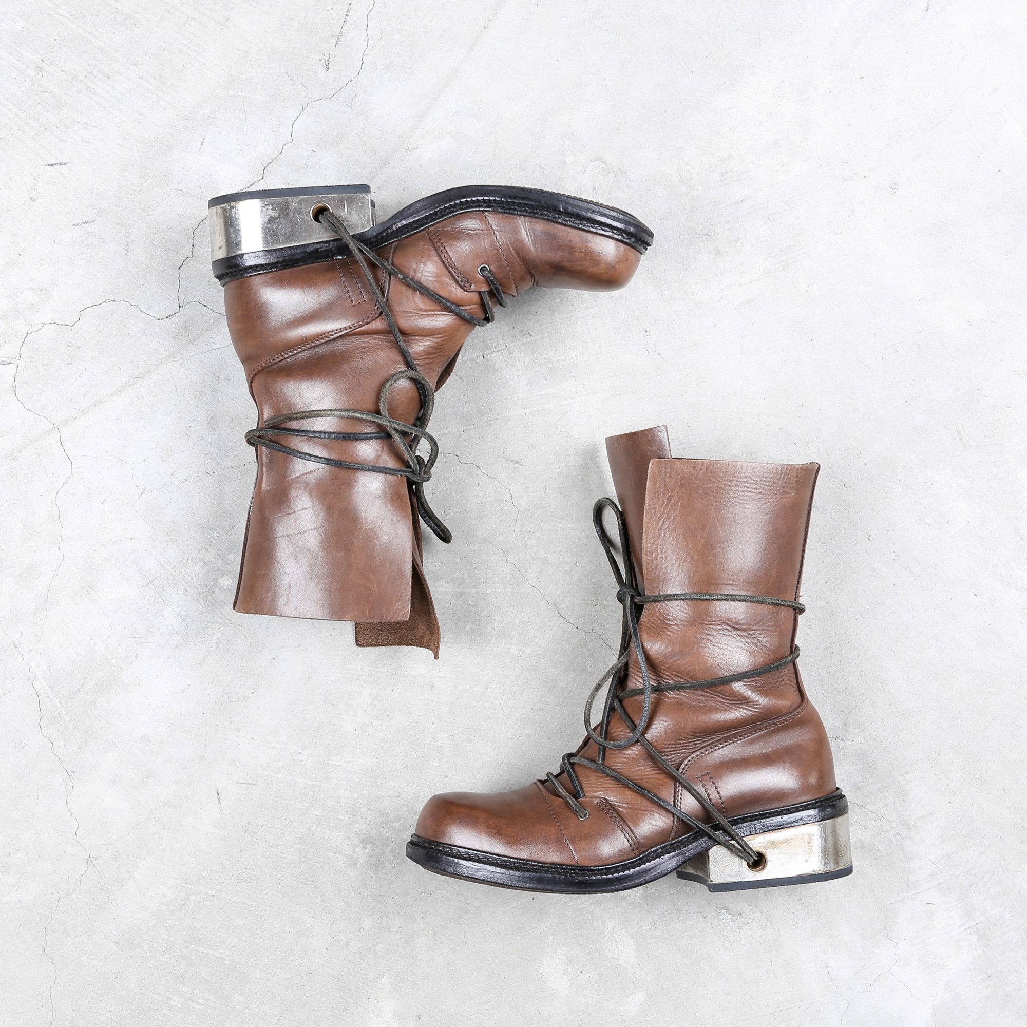 Dirk Bikkembergs Dirk Bikkembergs Brown Metal Lace Through Heel Boots Size 40 Size US 8 / EU 41 - 1 Thumbnail