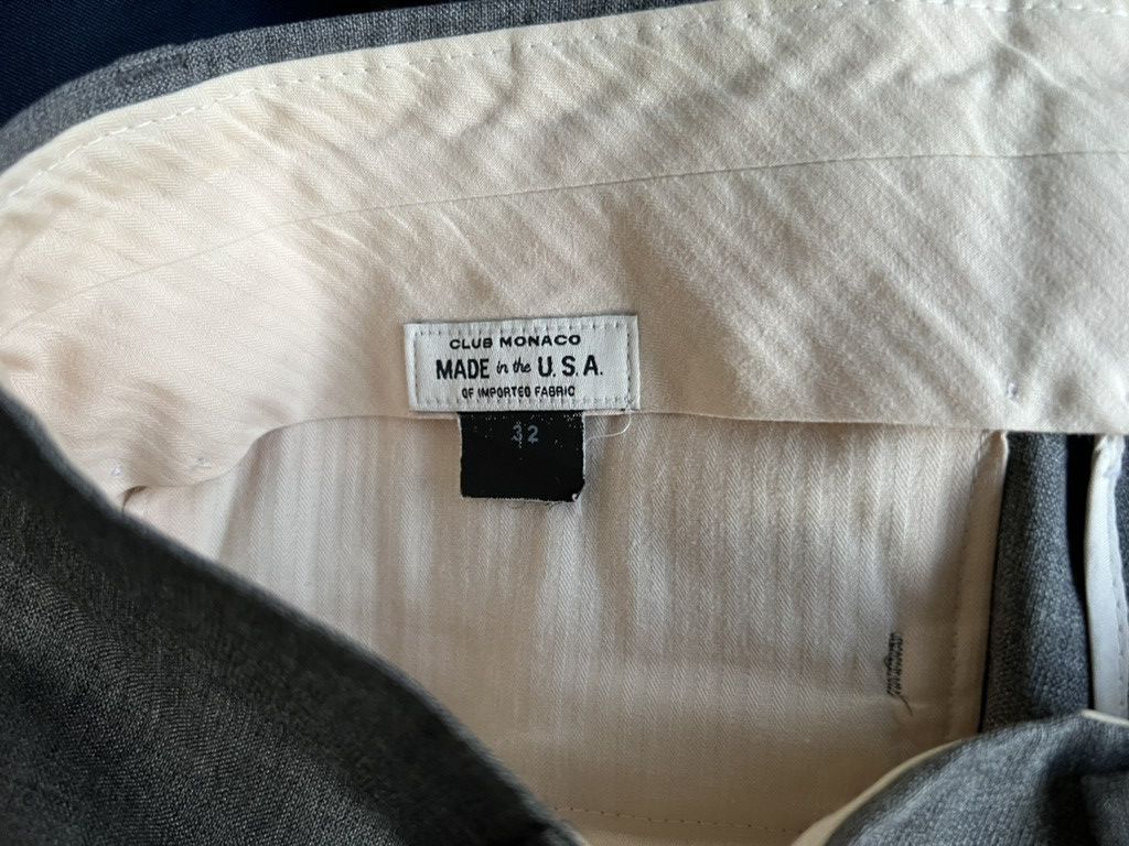 Club Monaco Made in the USA Slim Fit Grey Trousers Size 32 Size 38R - 3 Thumbnail