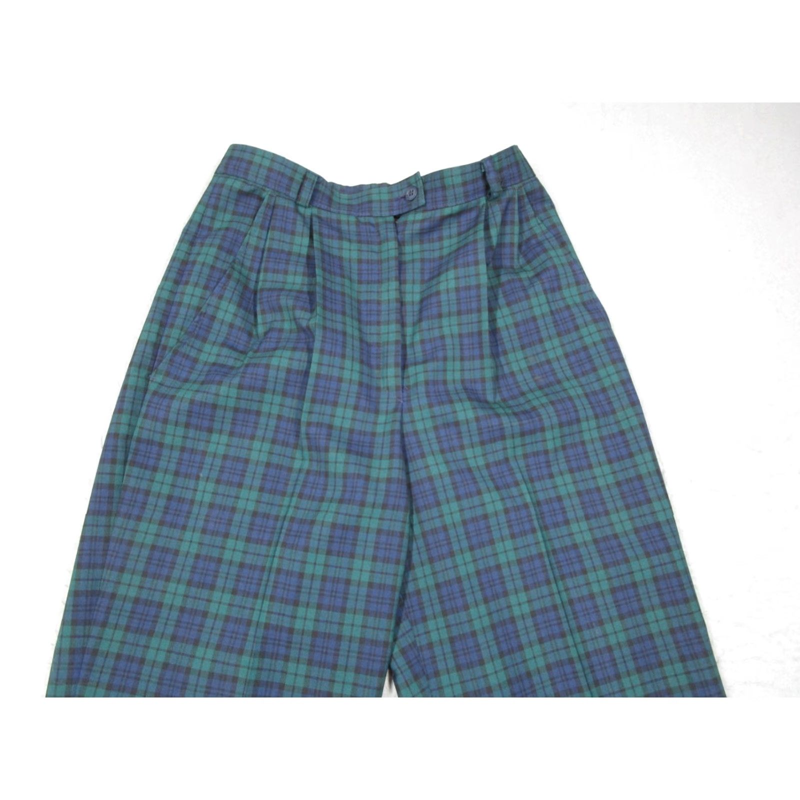 Pendleton VINTAGE Pendleton Women's Pants 6 Green Black Watch Tartan Plaid Wool Pleated Classic 26x26 Size 28" / US 6 / IT 42 - 2 Thumbnail