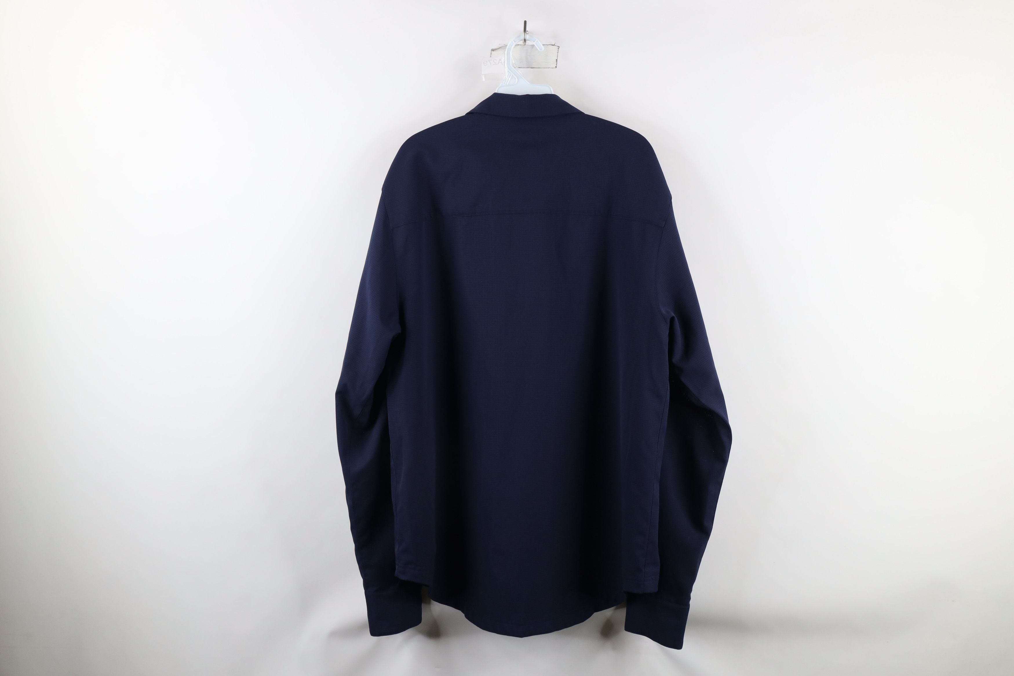 Under Armour × Vintage Under Armour Loose Fit Knit Collared Button Shirt Navy Blue Size US L / EU 52-54 / 3 - 7 Thumbnail